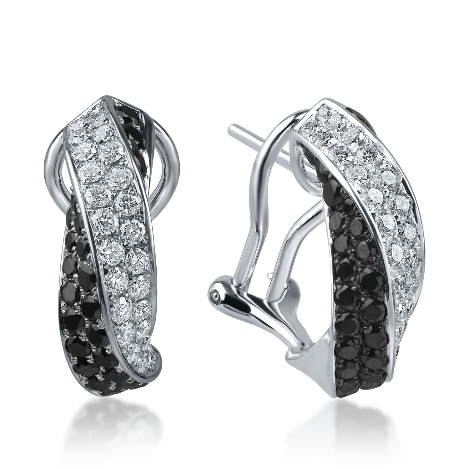 Cercei din aur alb cu diamante negre și incolore de 2.2ct Cercei din aur alb cu diamante negre și incolore de 2.2ct
