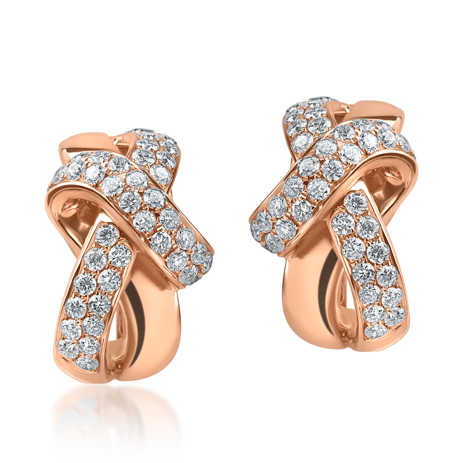 Cercei din aur roz cu diamante de 1.3ct – Teilor Cercei din aur roz cu diamante de 1.3ct – Teilor