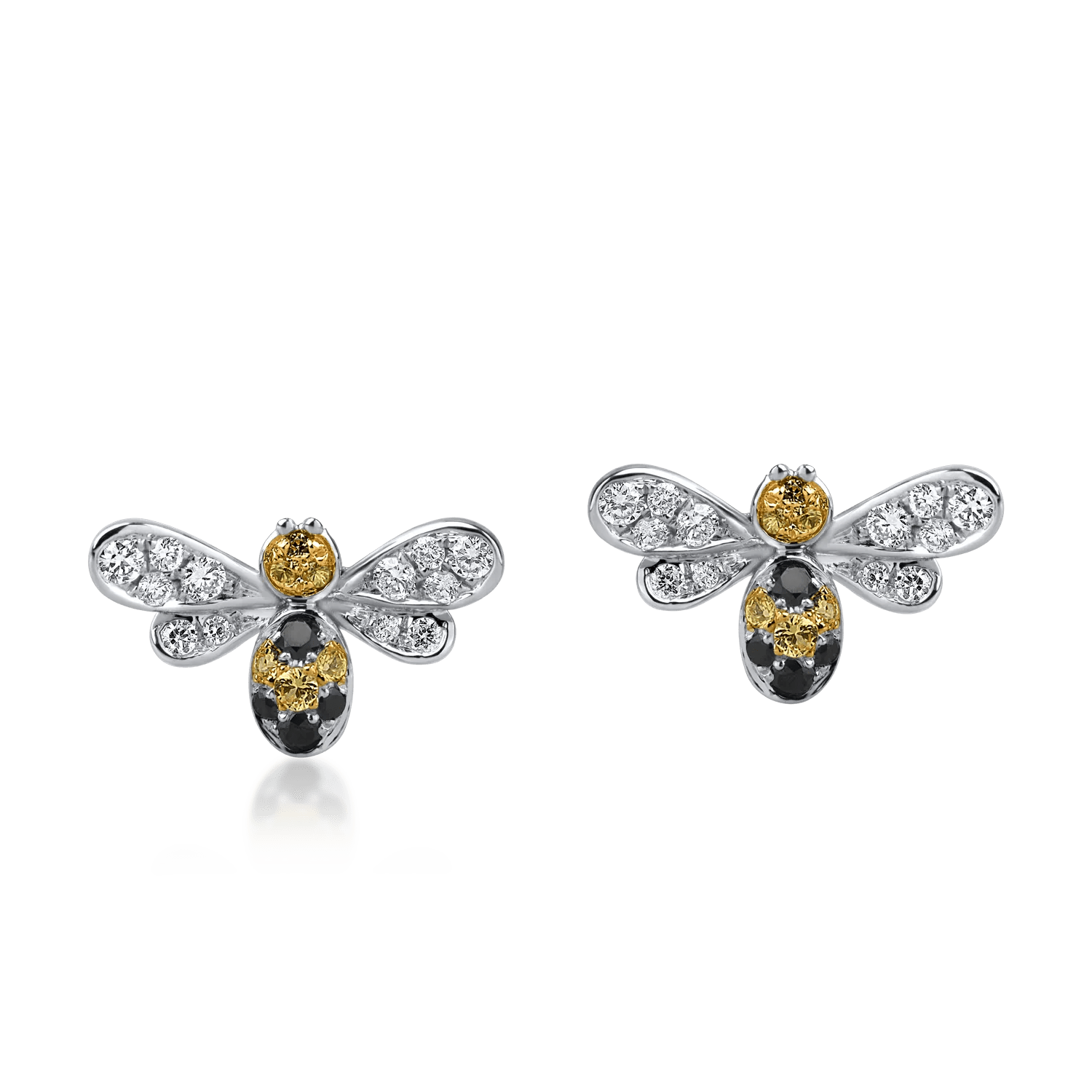 Cercei albine din aur alb cu diamante și safire Cercei albine din aur alb cu diamante și safire