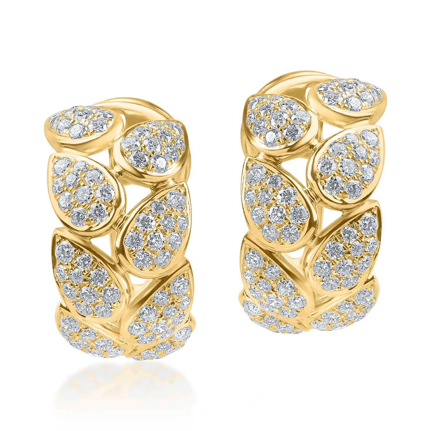Cercei geometrici din aur galben cu diamante Cercei geometrici din aur galben cu diamante