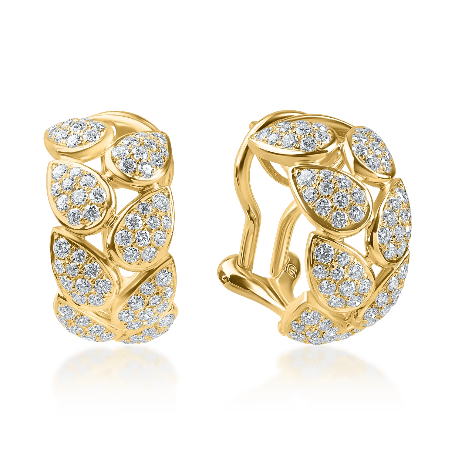 Cercei geometrici din aur galben cu diamante de 0.1ct Cercei geometrici din aur galben cu diamante de 0.1ct