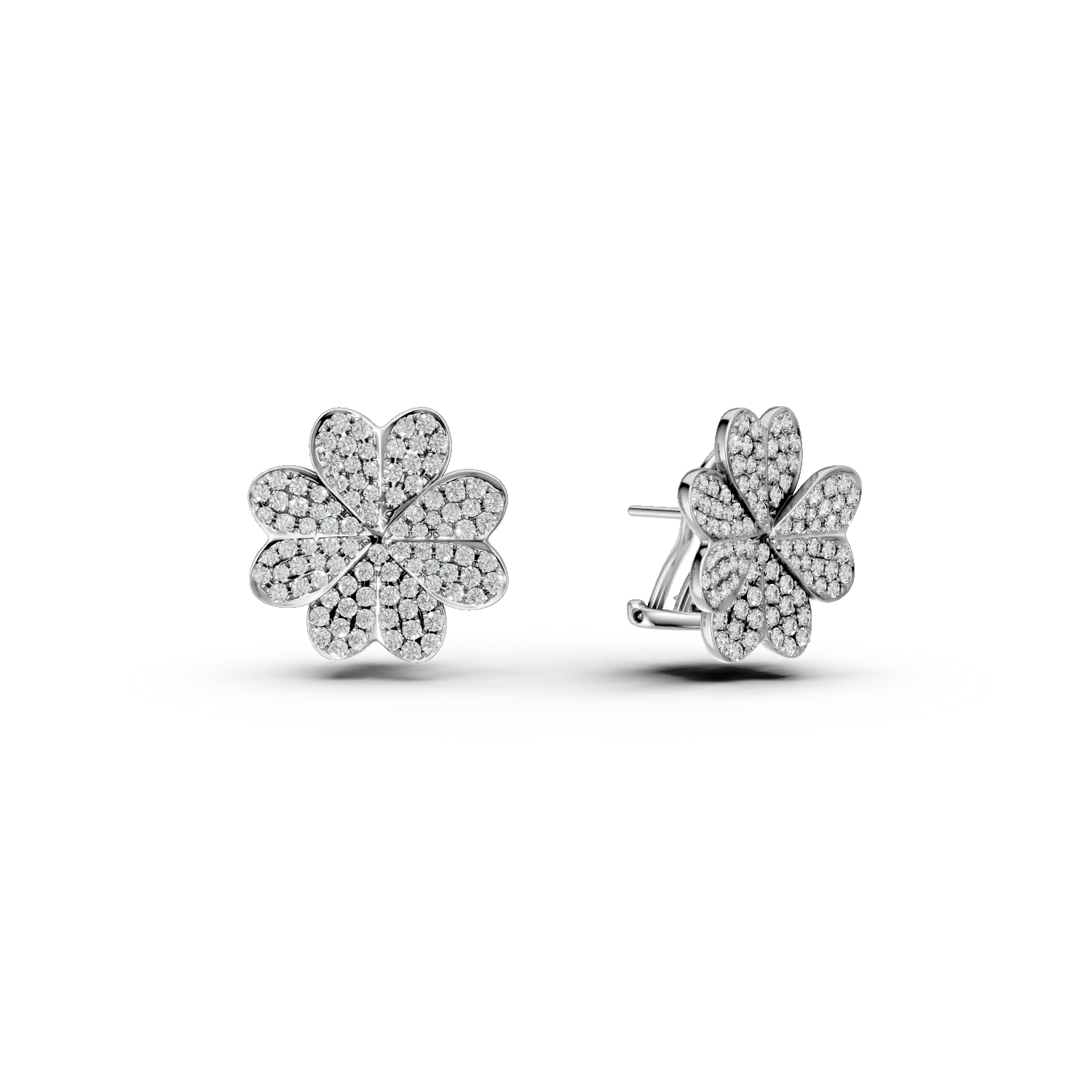 Cercei trifoi din aur alb cu diamante de 1.68ct Cercei trifoi din aur alb cu diamante de 1.68ct