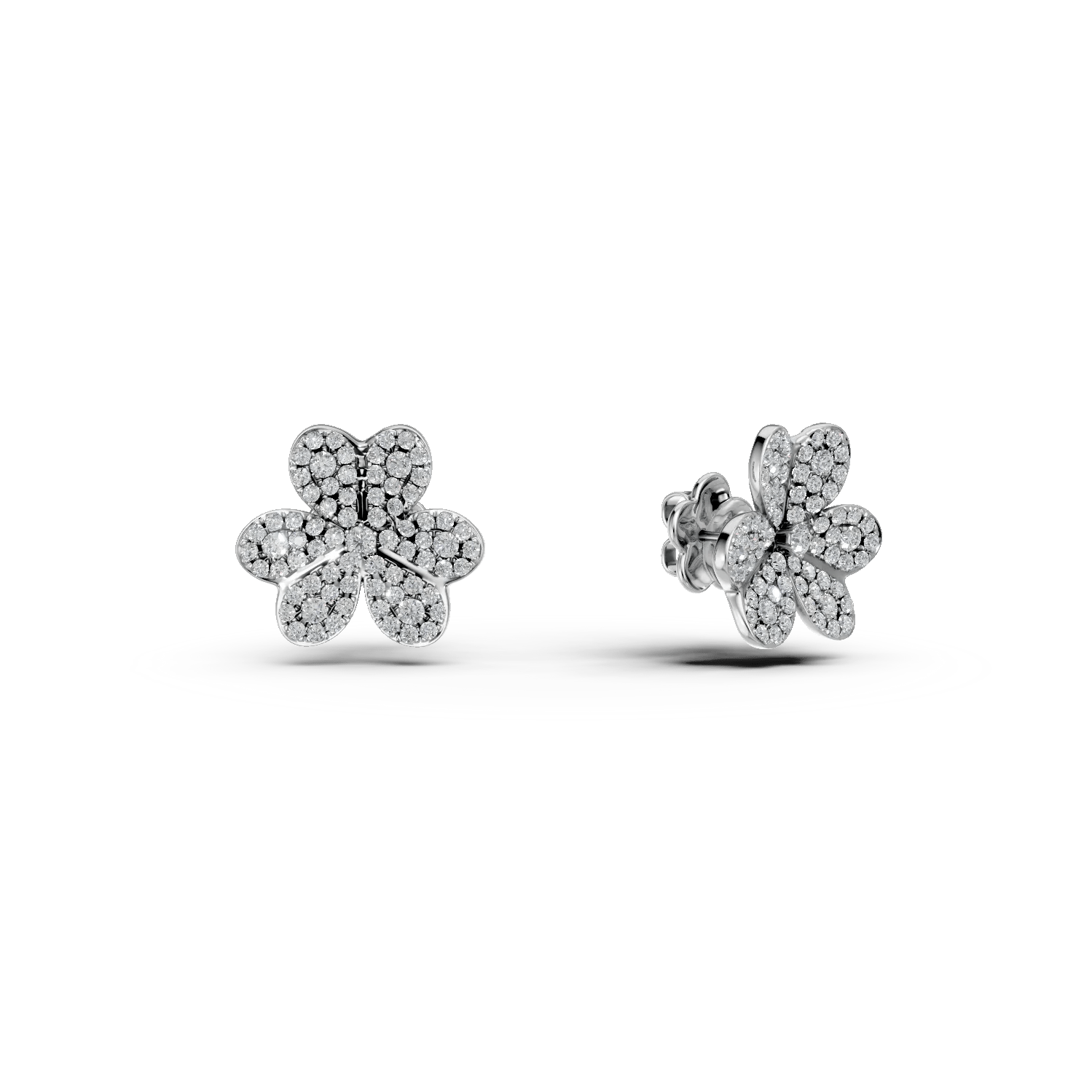 Cercei florali din aur alb cu diamante de 1.4ct Cercei florali din aur alb cu diamante de 1.4ct