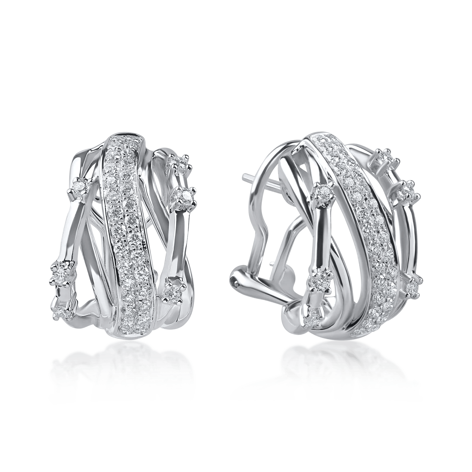 Cercei geometrici din aur alb cu diamante de 0.6ct – Teilor Cercei geometrici din aur alb cu diamante de 0.6ct – Teilor