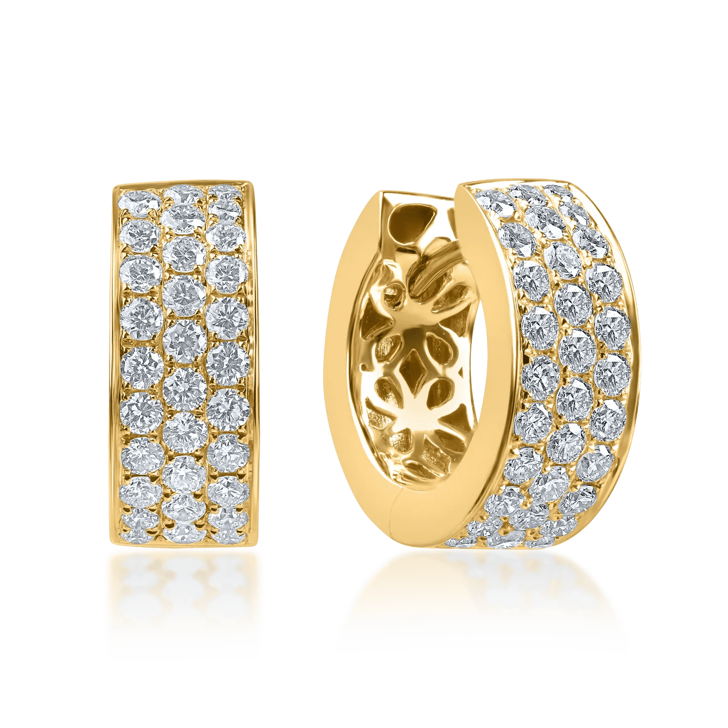 Cercei creole din aur galben cu diamante de 0.1ct Cercei creole din aur galben cu diamante de 0.1ct