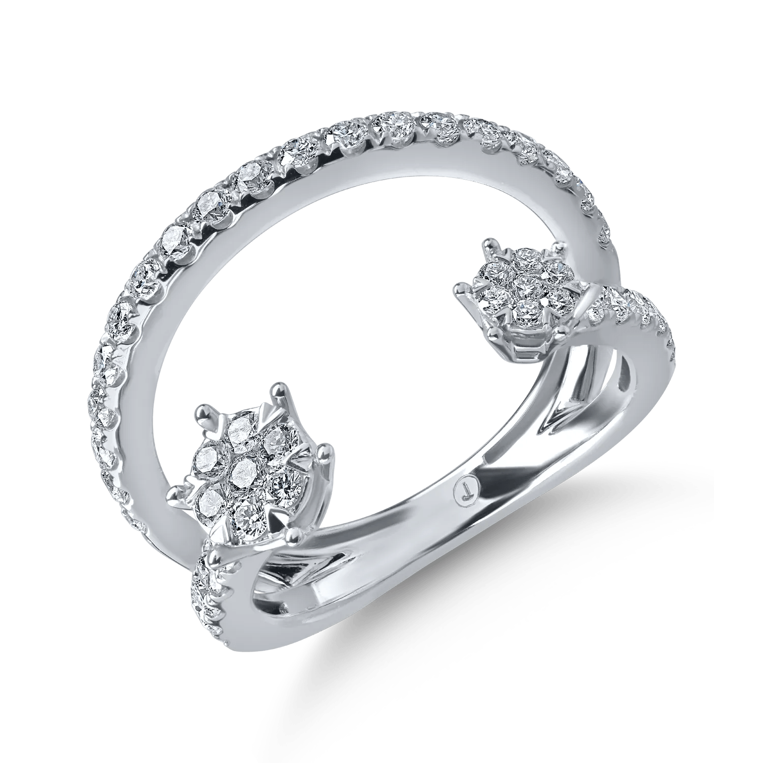 Inel dublu din aur alb cu diamante de 0.6ct Inel dublu din aur alb cu diamante de 0.6ct