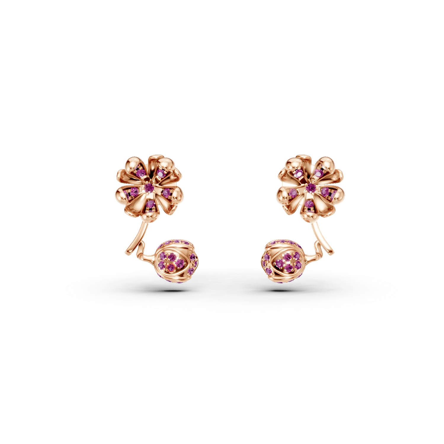 Cercei flori de tei din aur roz cu safire roz de 0.45ct – Teilor Cercei flori de tei din aur roz cu safire roz de 0.45ct – Teilor