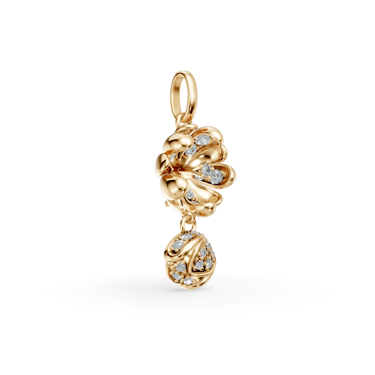 Cercei flori de tei din aur galben cu diamante de 0.17ct Cercei flori de tei din aur galben cu diamante de 0.17ct