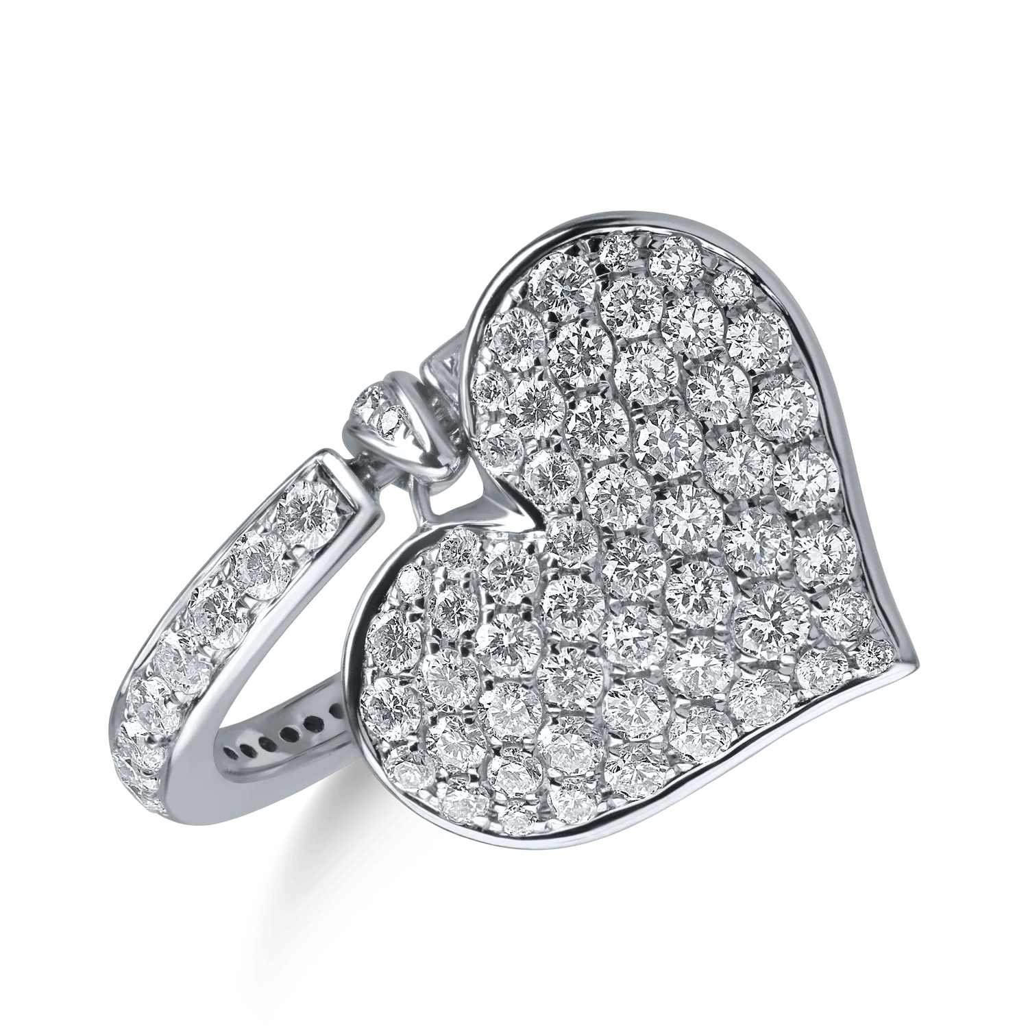 Inel inimă din aur alb cu diamante de 1.2ct Inel inimă din aur alb cu diamante de 1.2ct