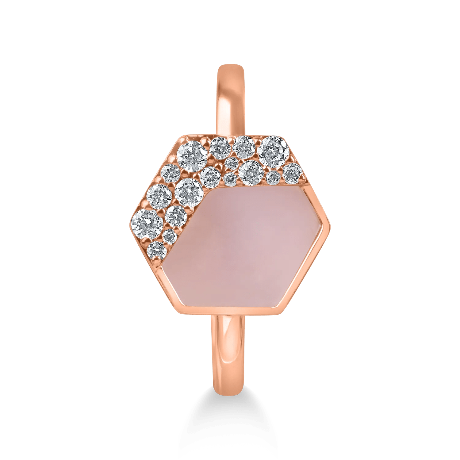 Inel geometric din aur roz cu diamante Inel geometric din aur roz cu diamante