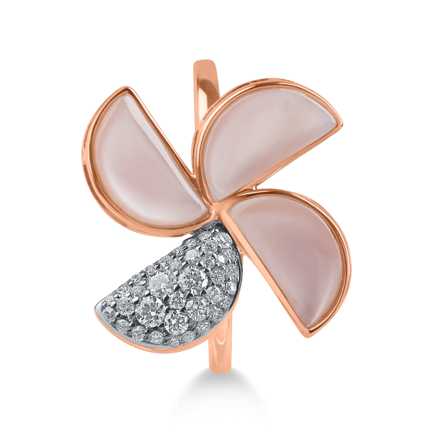 Inel floral din aur roz cu diamante Inel floral din aur roz cu diamante