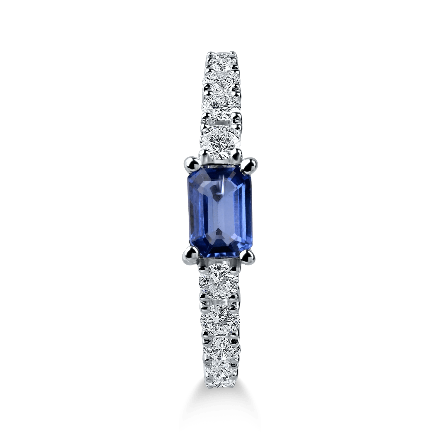 Inel din aur alb cu safir și diamante Inel din aur alb cu safir și diamante
