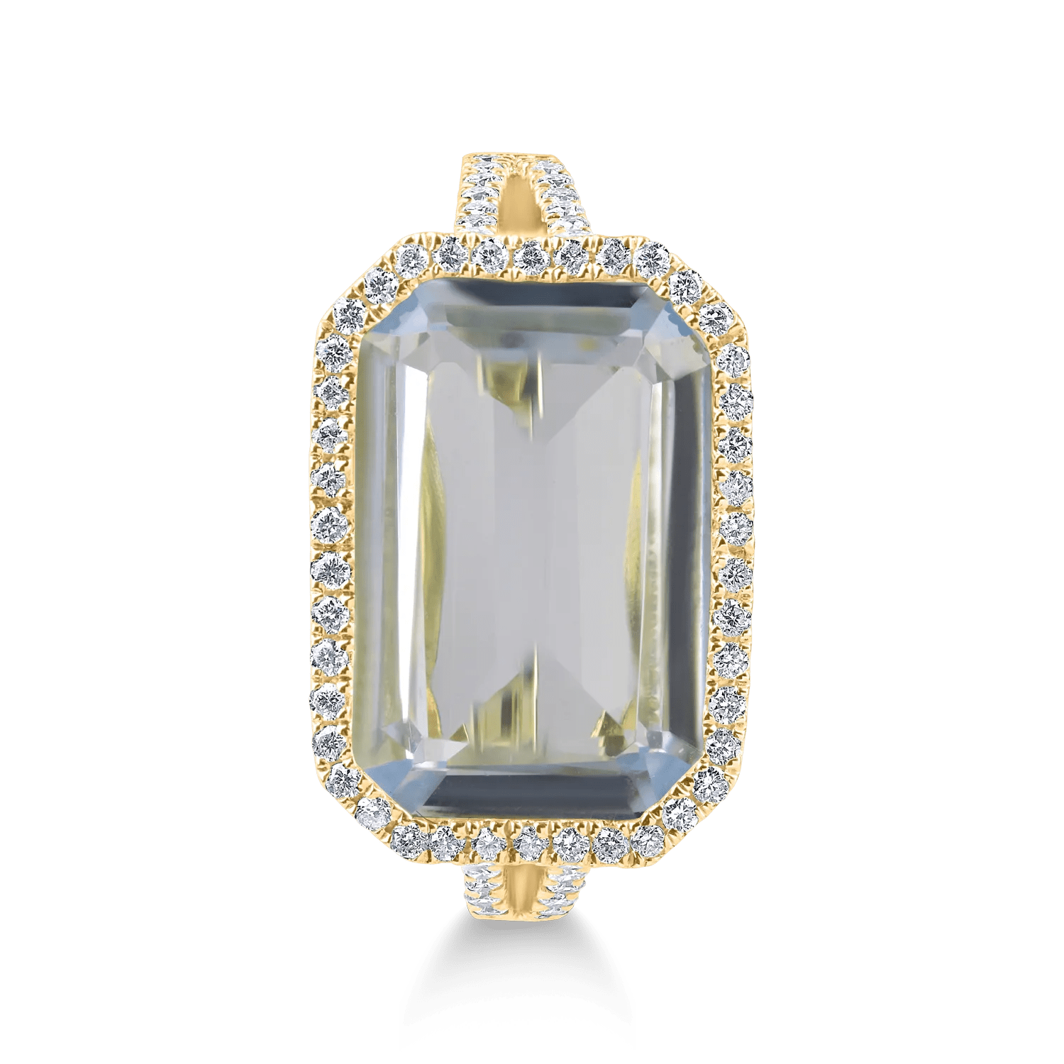 Inel din aur galben cu topaz albastru și diamante Inel din aur galben cu topaz albastru și diamante