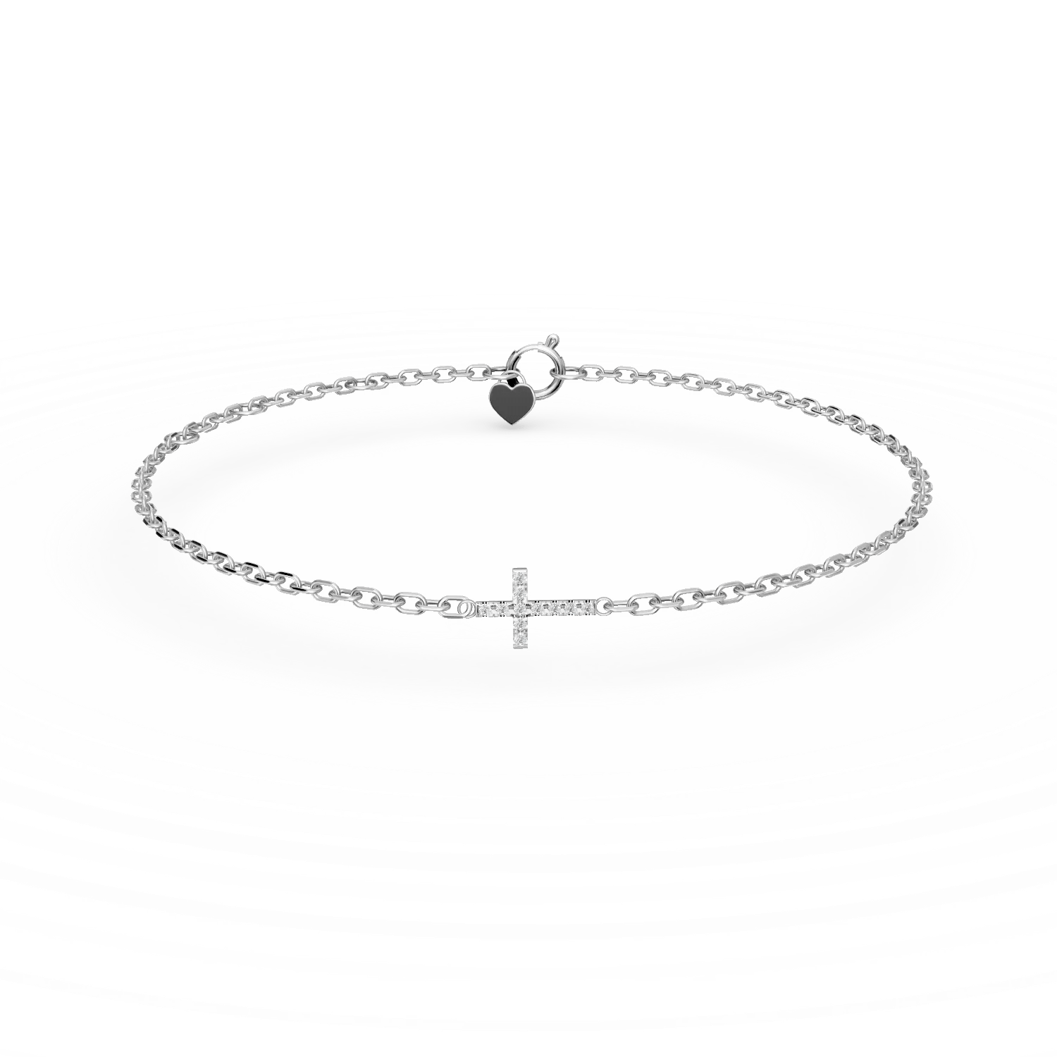 Bratara cu pandantiv cruce din aur alb cu diamante de 0.05ct Bratara cu pandantiv cruce din aur alb cu diamante de 0.05ct