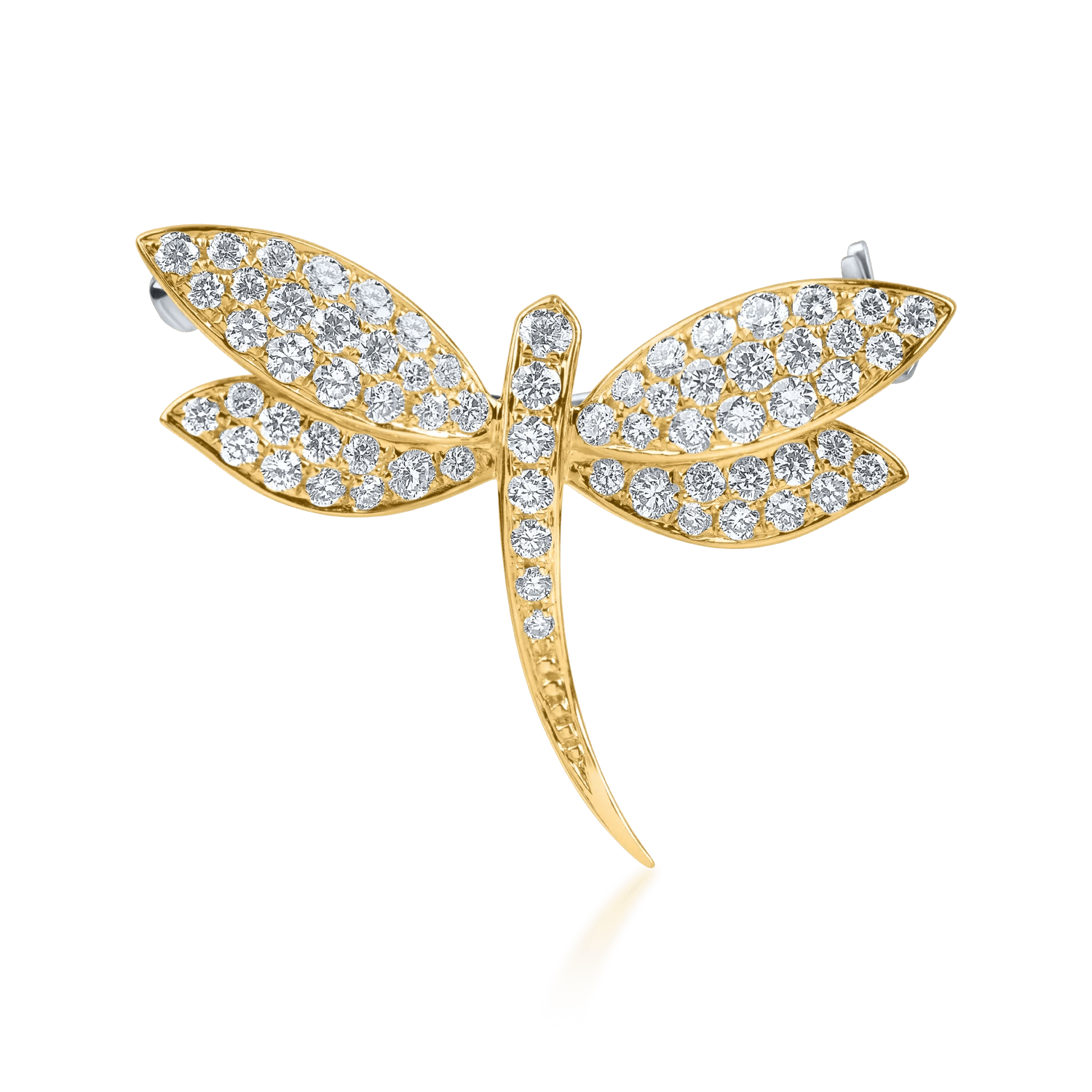 Brosă libelulă din aur galben cu diamante de 0.6ct Brosă libelulă din aur galben cu diamante de 0.6ct