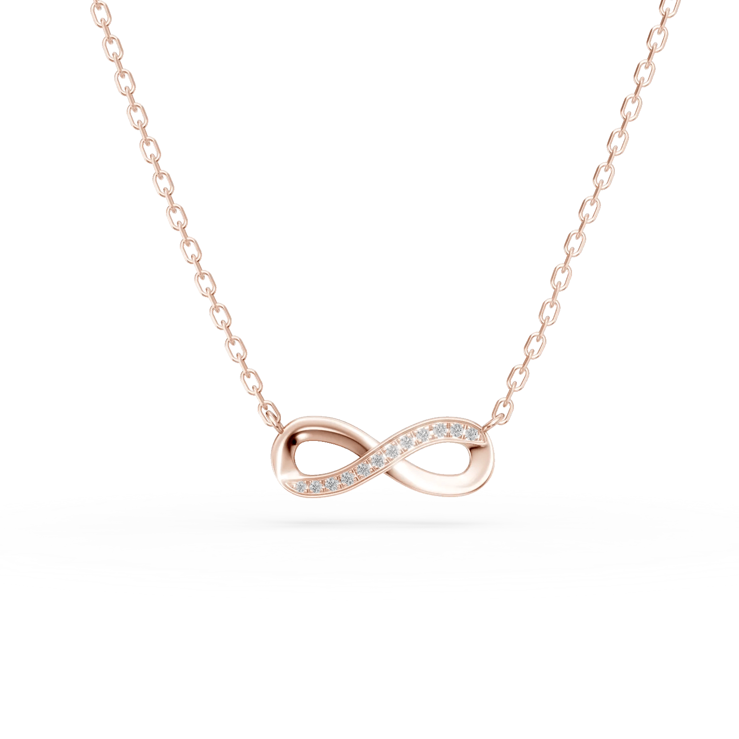Lanț cu pandantiv infinit din aur roz cu diamante de 0.04ct Lanț cu pandantiv infinit din aur roz cu diamante de 0.04ct