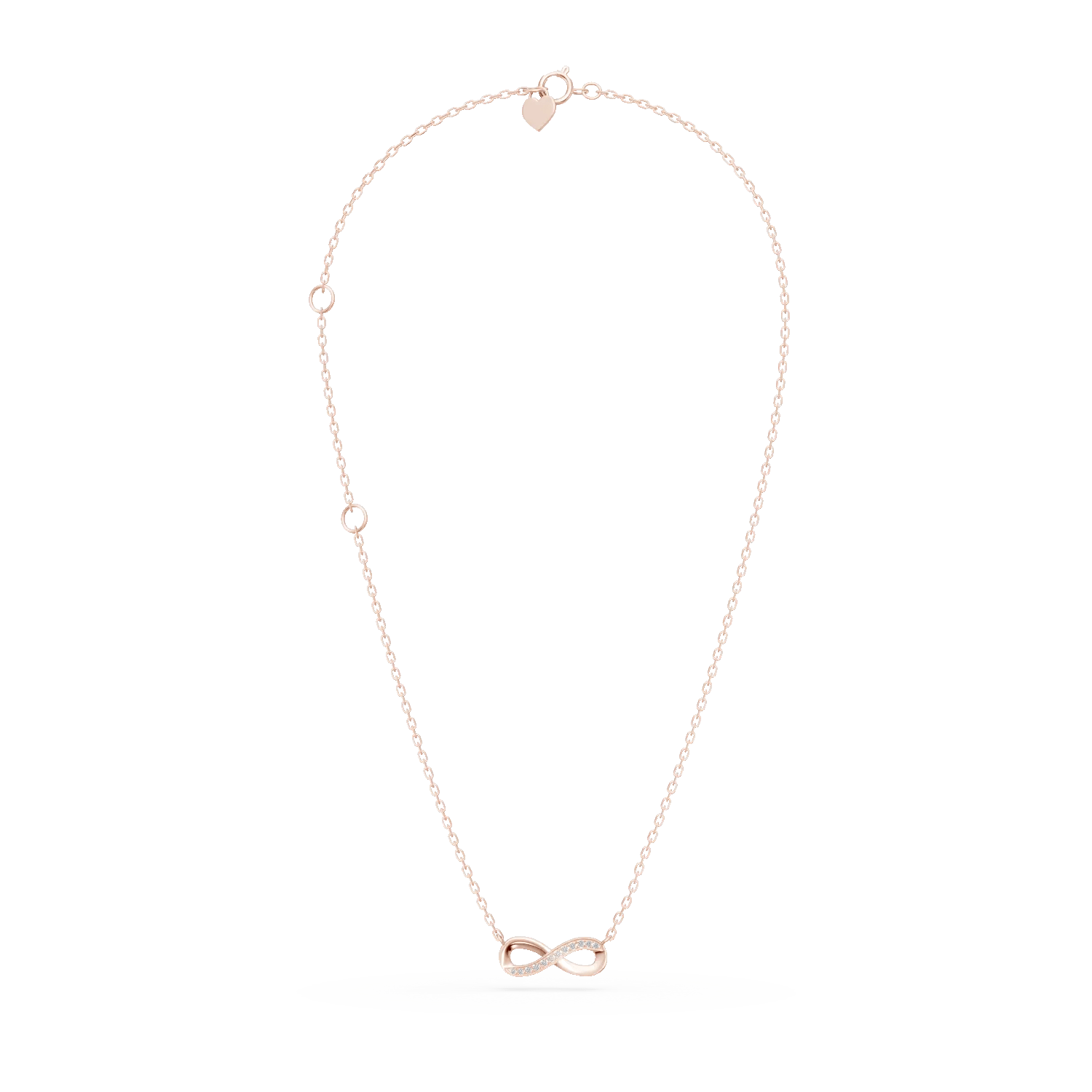 Lanț cu pandantiv infinit din aur roz și diamante Lanț cu pandantiv infinit din aur roz și diamante