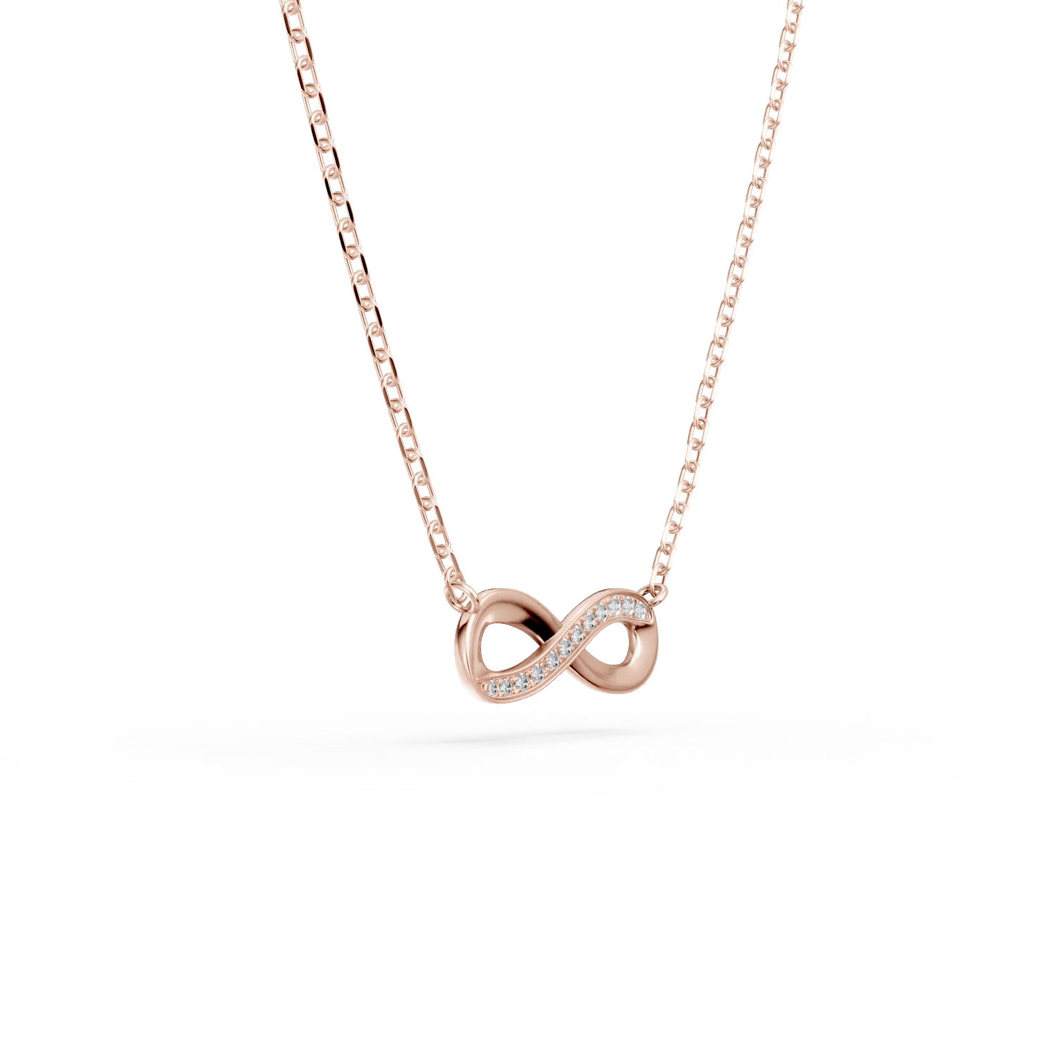 Lanț cu pandantiv infinit din aur roz și diamante Lanț cu pandantiv infinit din aur roz și diamante