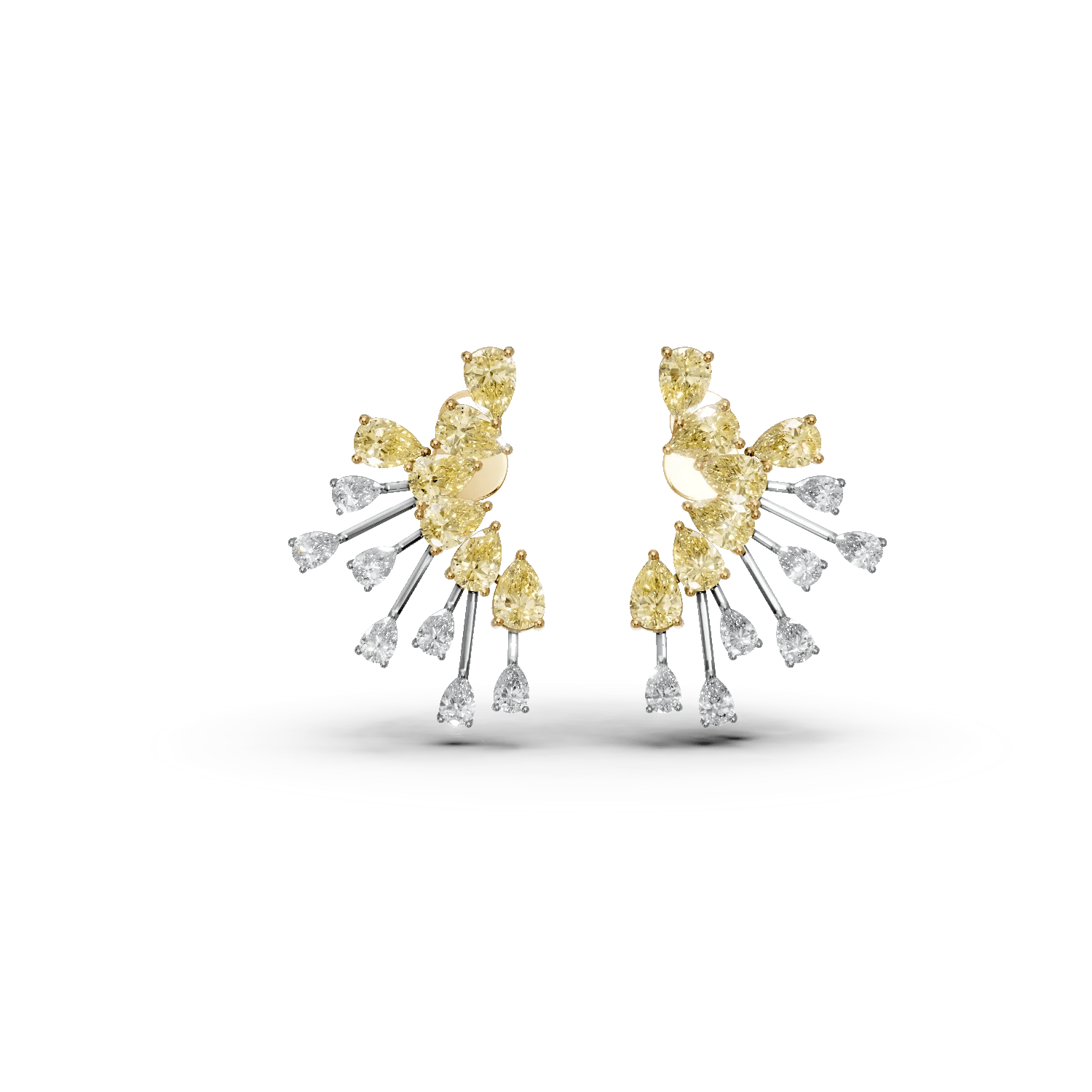 Cercei din aur alb-galben cu diamante elegante Cercei din aur alb-galben cu diamante elegante