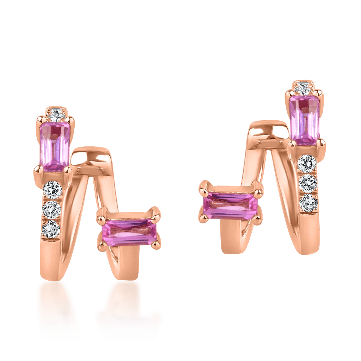 Cercei cuff din aur roz cu safire roz de 0.29ct și diamante de 0.05ct – Teilor Cercei cuff din aur roz cu safire roz de 0.29ct și diamante de 0.05ct – Teilor