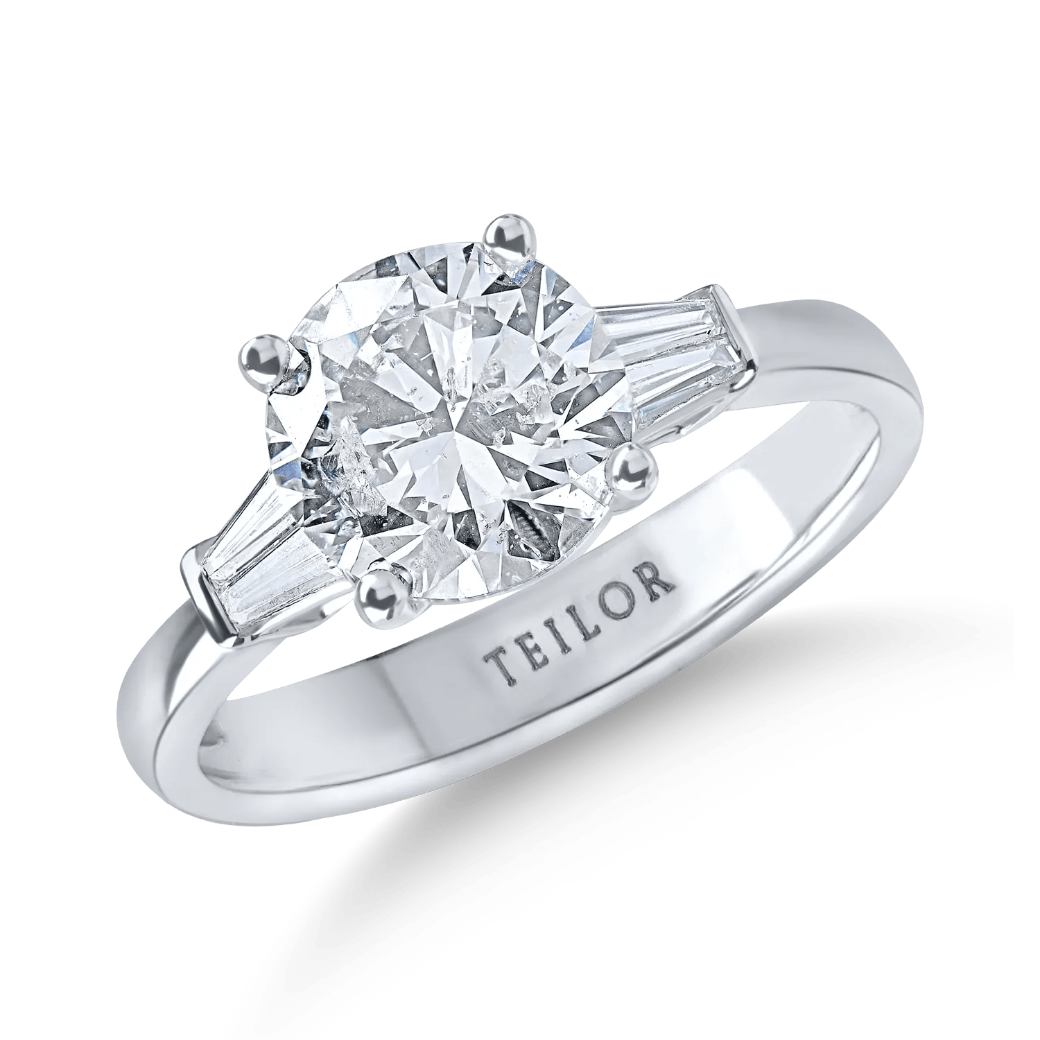 Inel din aur alb cu diamante baguette și rotunde de 2.31ct Inel din aur alb cu diamante baguette și rotunde de 2.31ct
