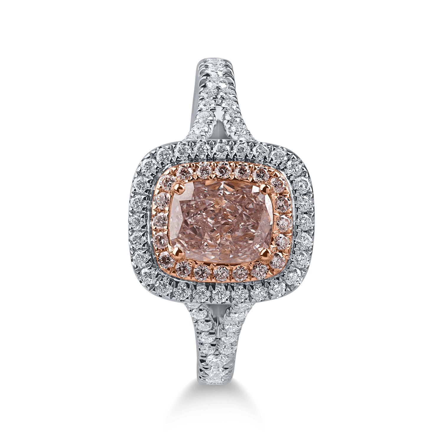 Inel din aur alb-roz cu diamant fancy roz Inel din aur alb-roz cu diamant fancy roz
