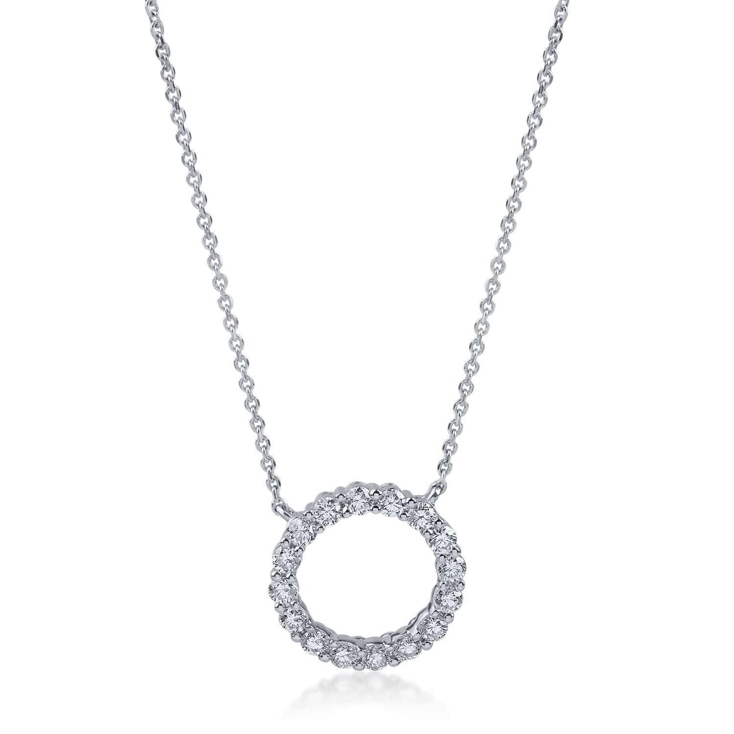 Lanț cu pandantiv rotund din aur alb și diamante de 0.34ct Lanț cu pandantiv rotund din aur alb și diamante de 0.34ct