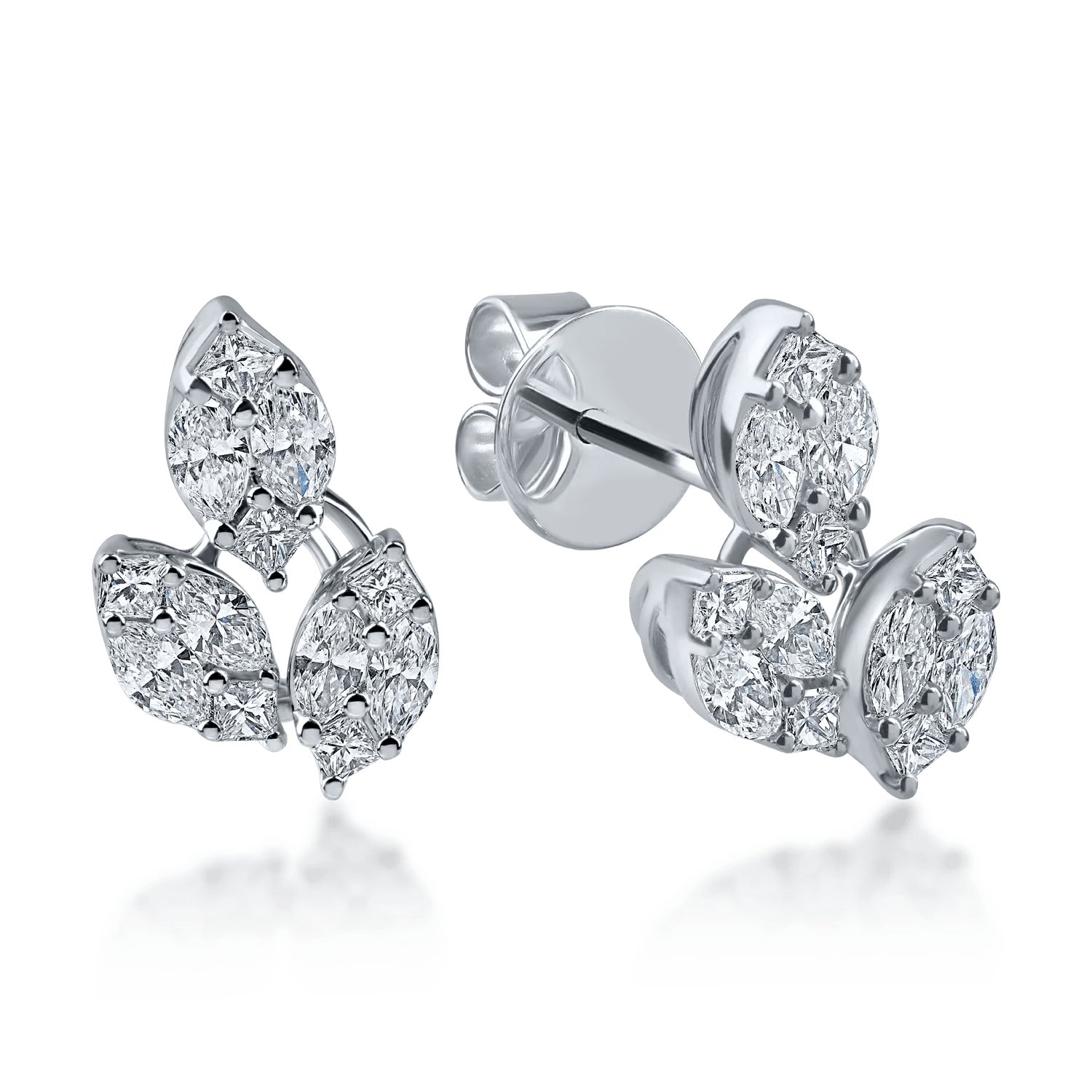 Cercei din aur alb cu diamante princess și marquise de 0.84ct Cercei din aur alb cu diamante princess și marquise de 0.84ct