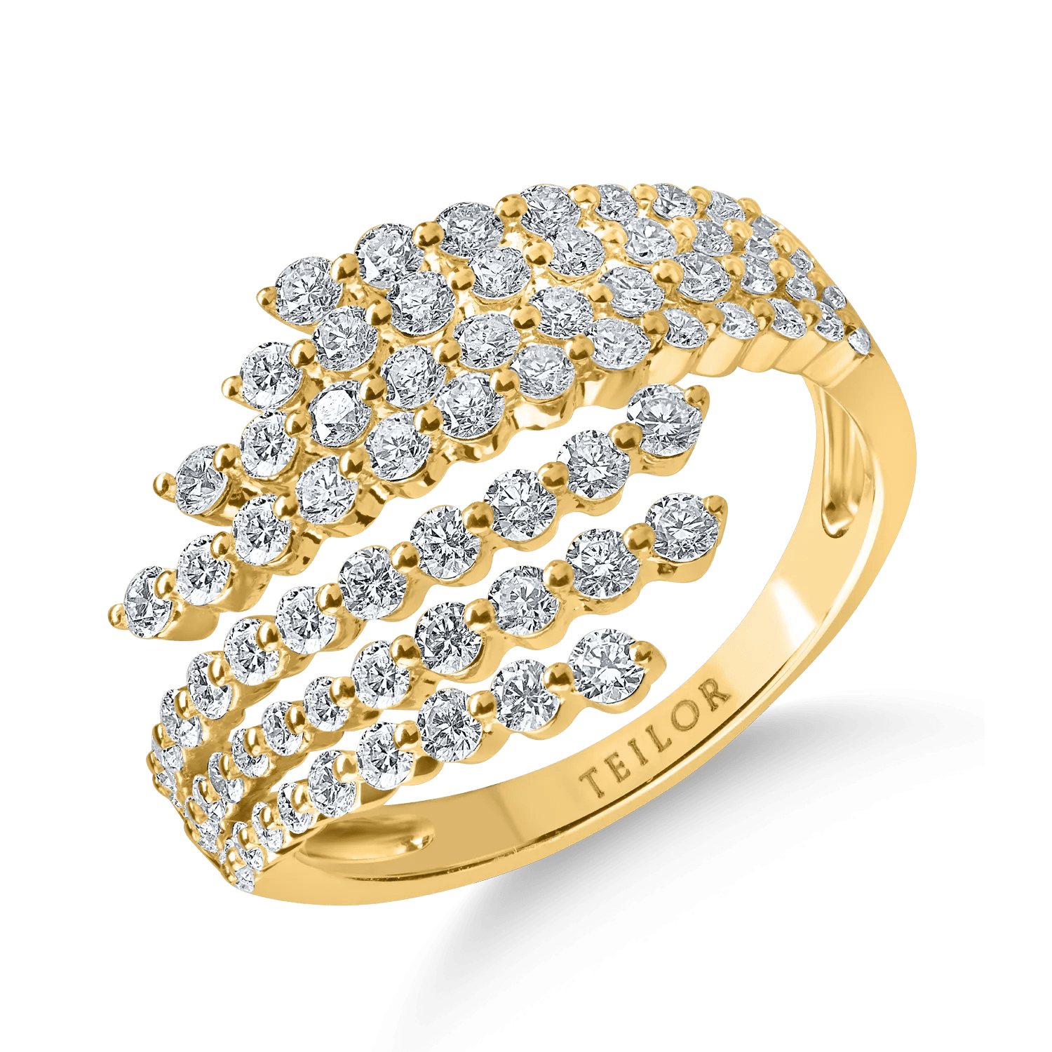 Inel deschis din aur galben cu diamante de 1.24ct Inel deschis din aur galben cu diamante de 1.24ct