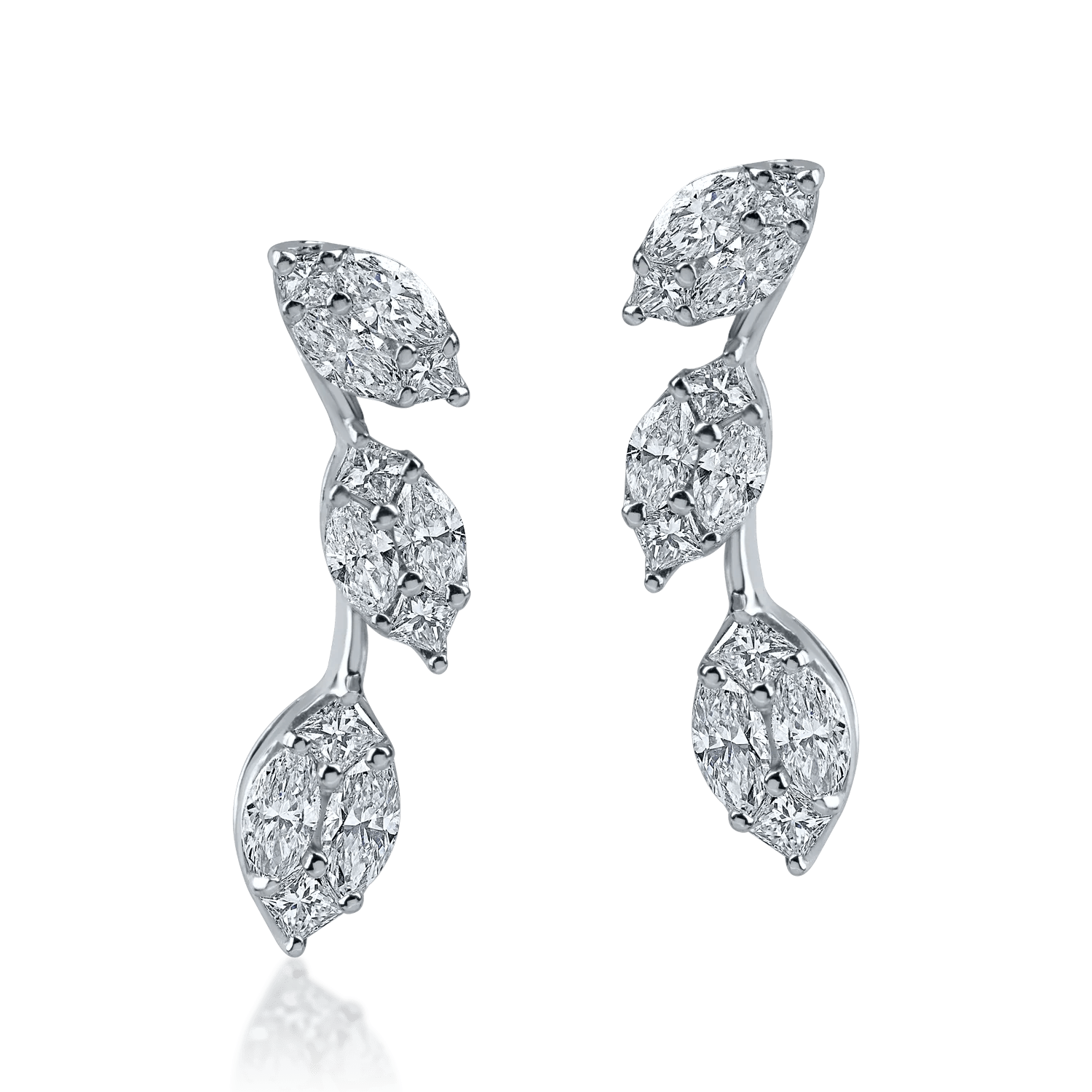 Cercei din aur alb cu diamante princess 0.97ct Cercei din aur alb cu diamante princess 0.97ct