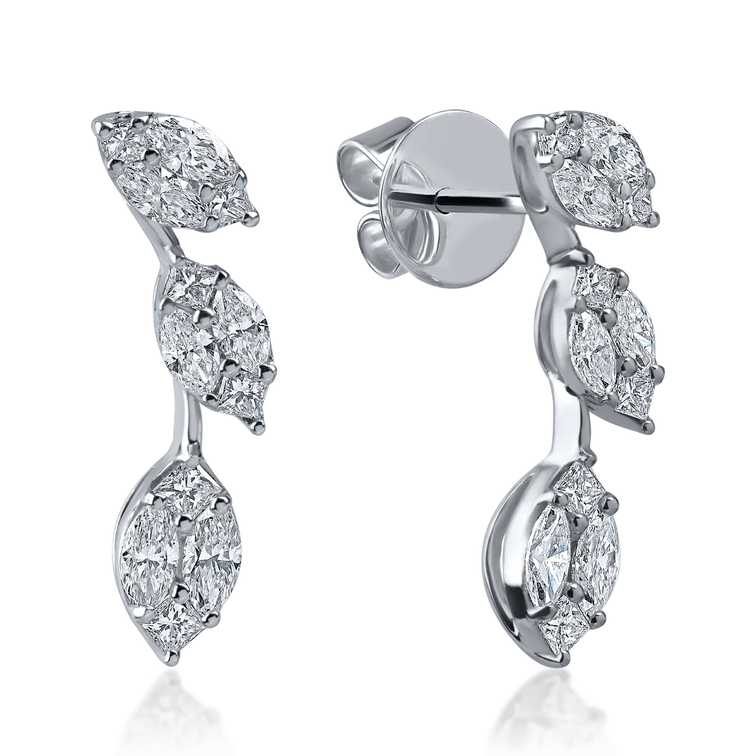 Cercei din aur alb cu diamante princess și marquise de 0.97ct Cercei din aur alb cu diamante princess și marquise de 0.97ct