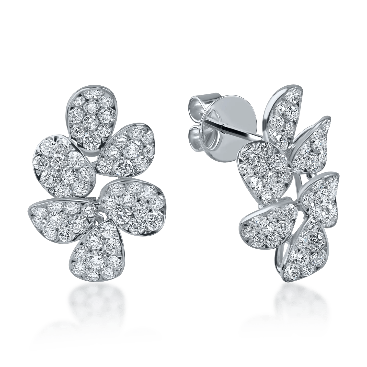 Cercei florali din aur alb cu diamante de 2.08ct Cercei florali din aur alb cu diamante de 2.08ct