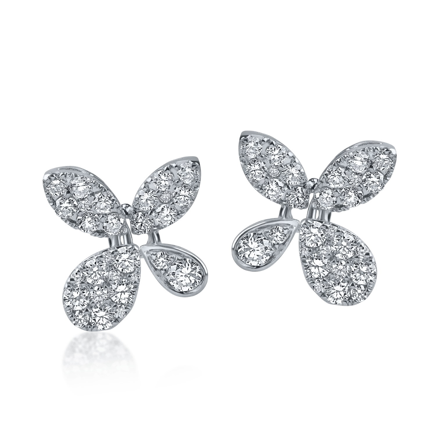 Cercei florali din aur alb cu diamante Cercei florali din aur alb cu diamante