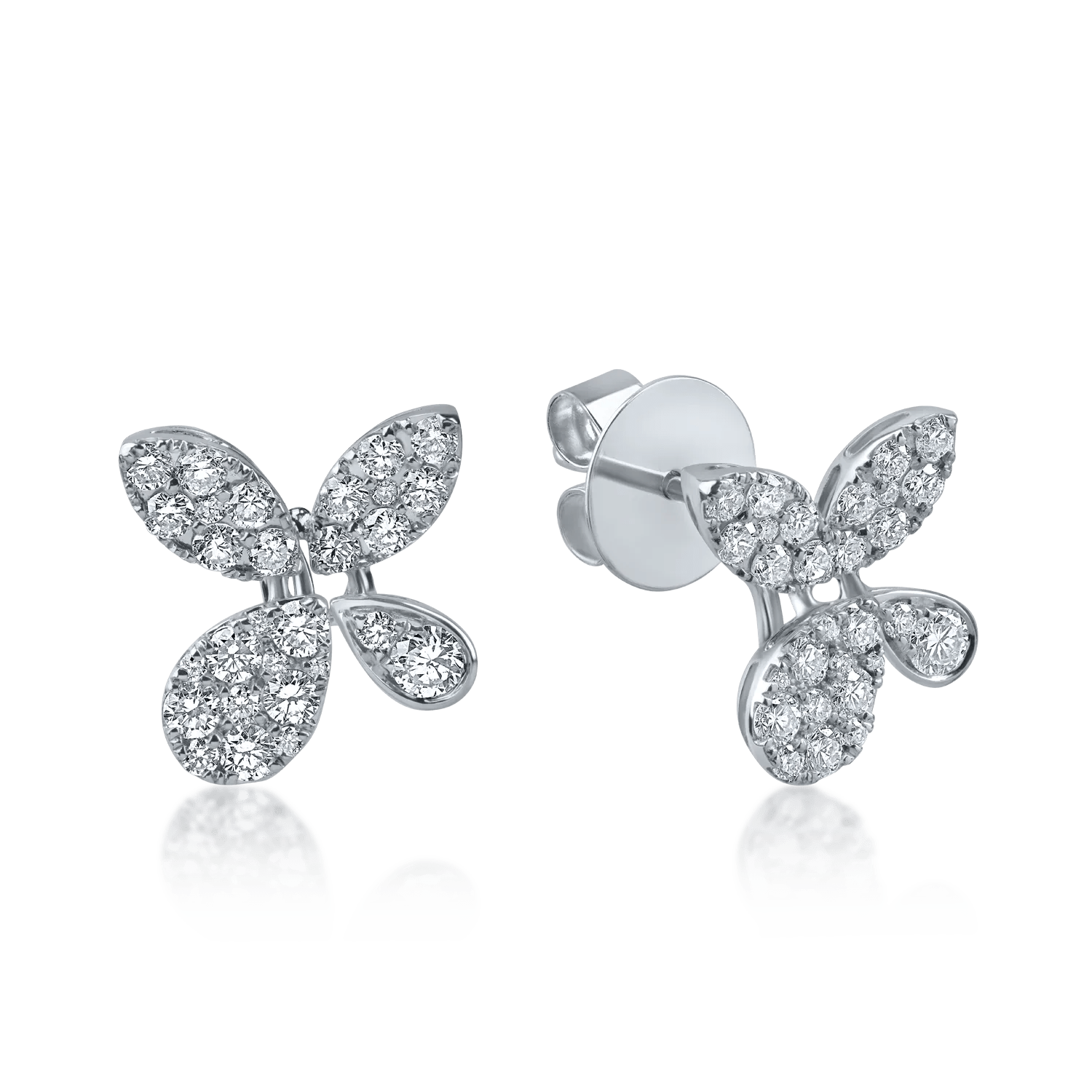 Cercei florali din aur alb cu diamante de 0.68ct Cercei florali din aur alb cu diamante de 0.68ct