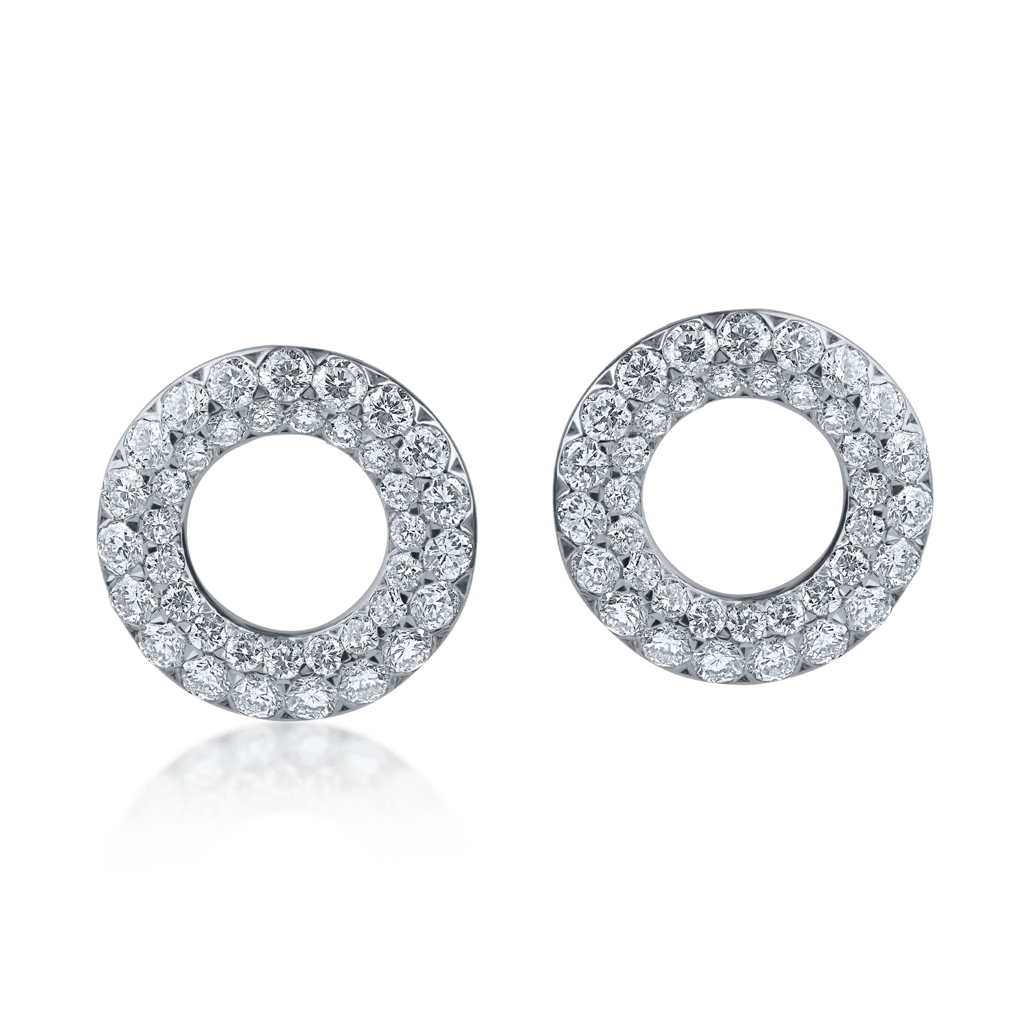 Cercei rotunzi din aur alb cu diamante 1.04ct Cercei rotunzi din aur alb cu diamante 1.04ct
