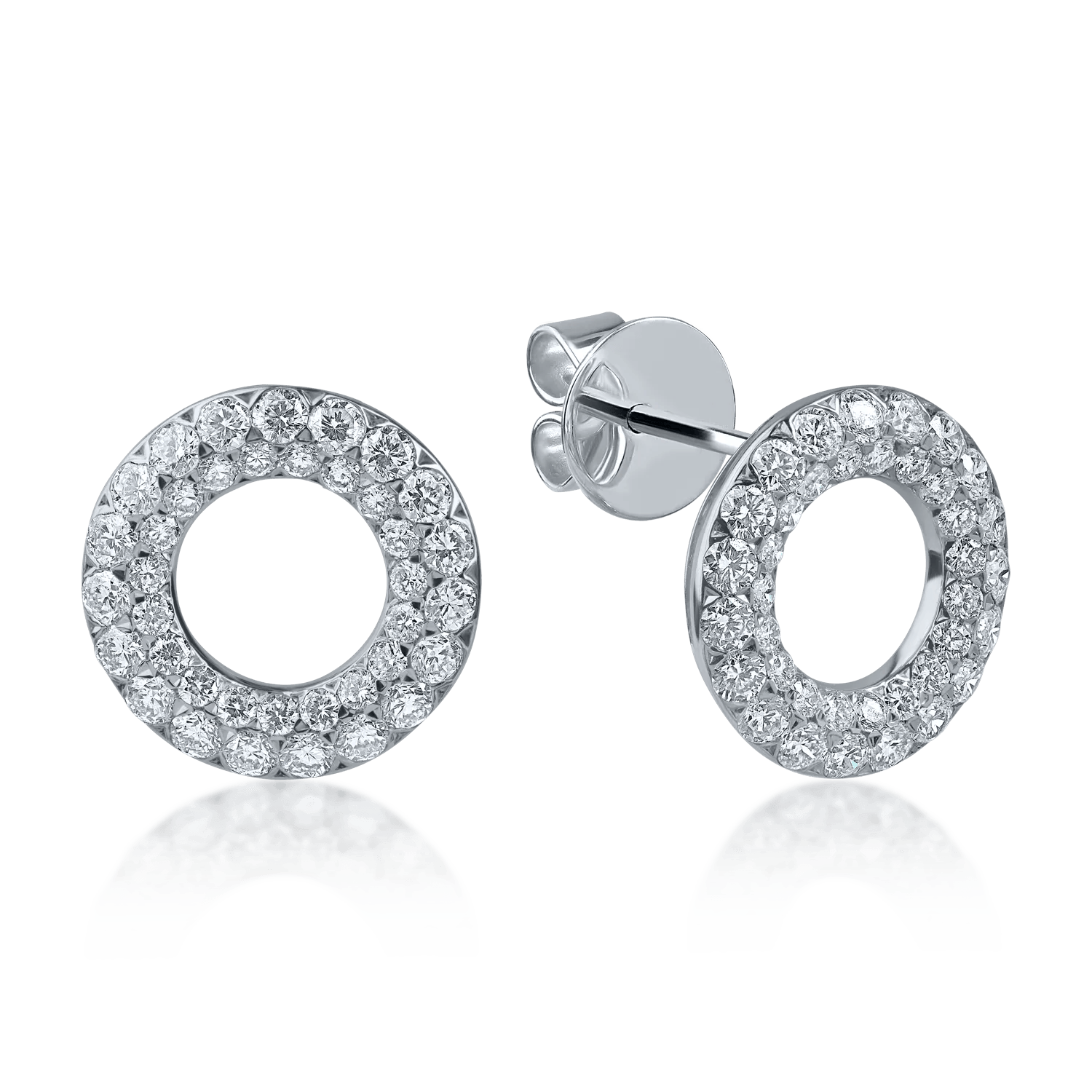 Cercei rotunzi din aur alb cu diamante de 1.04ct – Teilor Cercei rotunzi din aur alb cu diamante de 1.04ct – Teilor