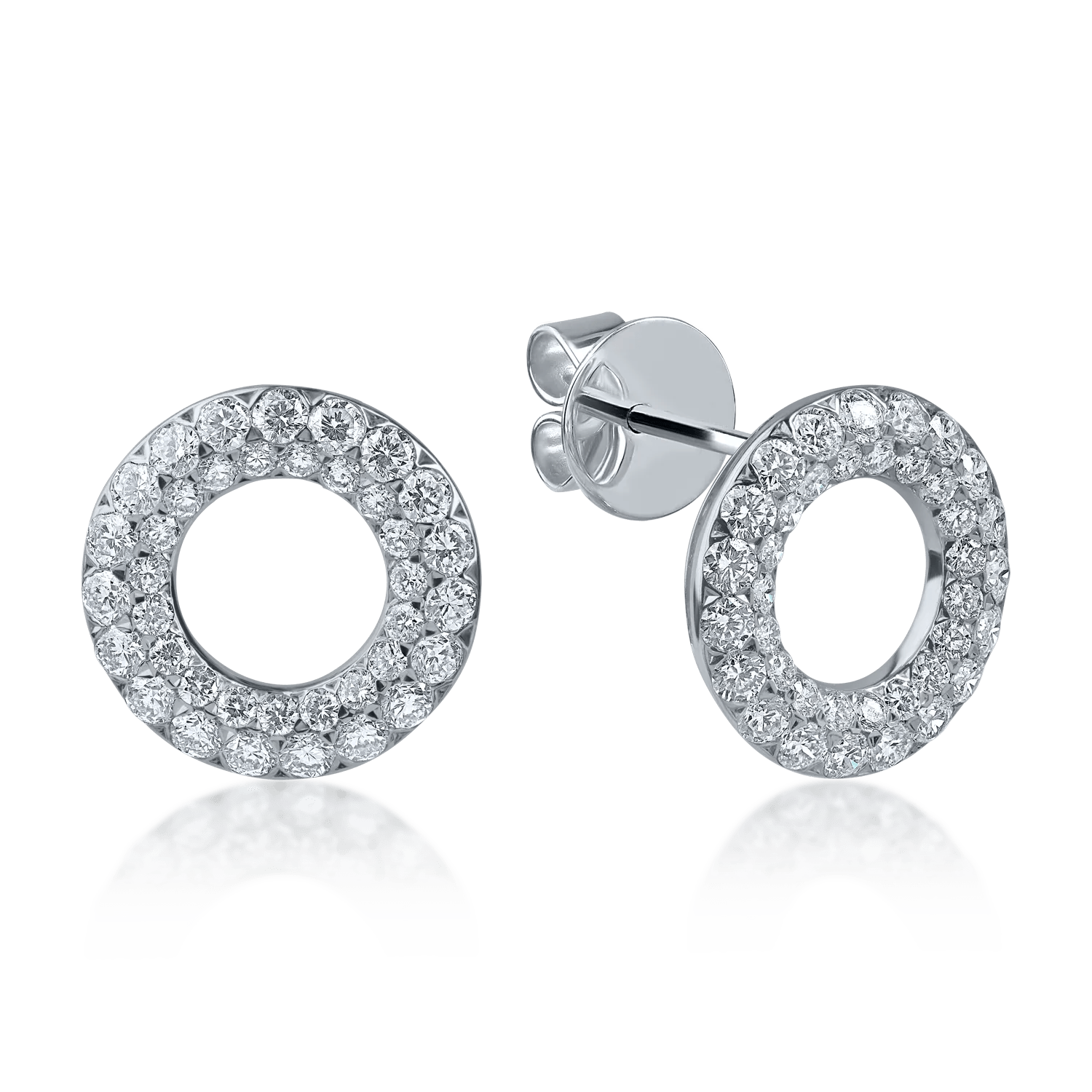 Cercei rotunzi din aur alb cu diamante de 1.04ct Cercei rotunzi din aur alb cu diamante de 1.04ct