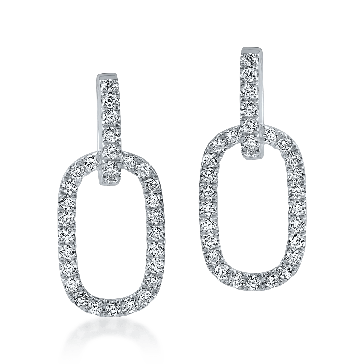 Cercei geometrici din aur alb cu diamante Cercei geometrici din aur alb cu diamante