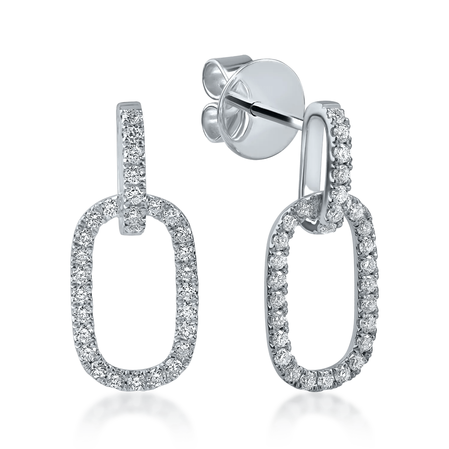 Cercei geometrici din aur alb cu diamante de 0.46ct Cercei geometrici din aur alb cu diamante de 0.46ct