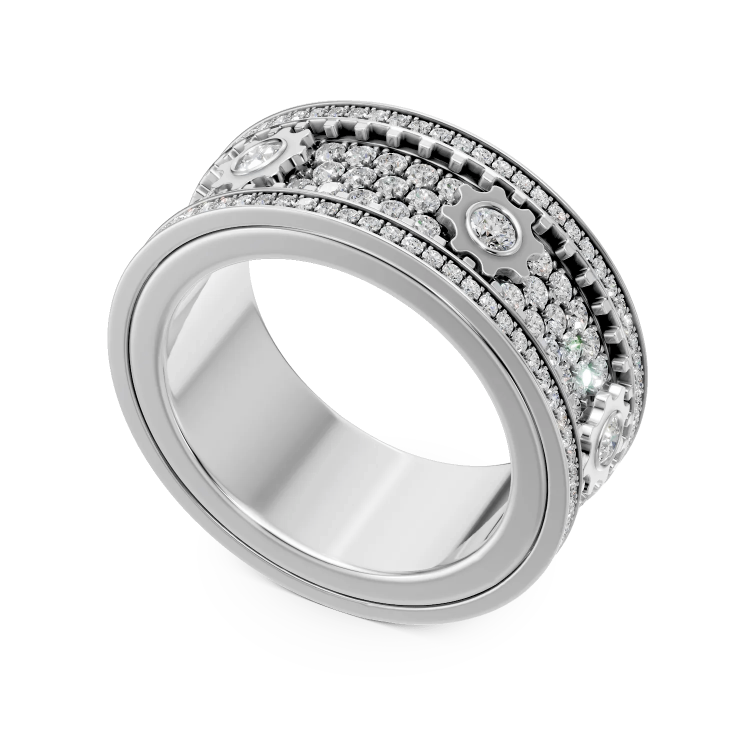 Inel din aur alb cu diamante microsetting Inel din aur alb cu diamante microsetting