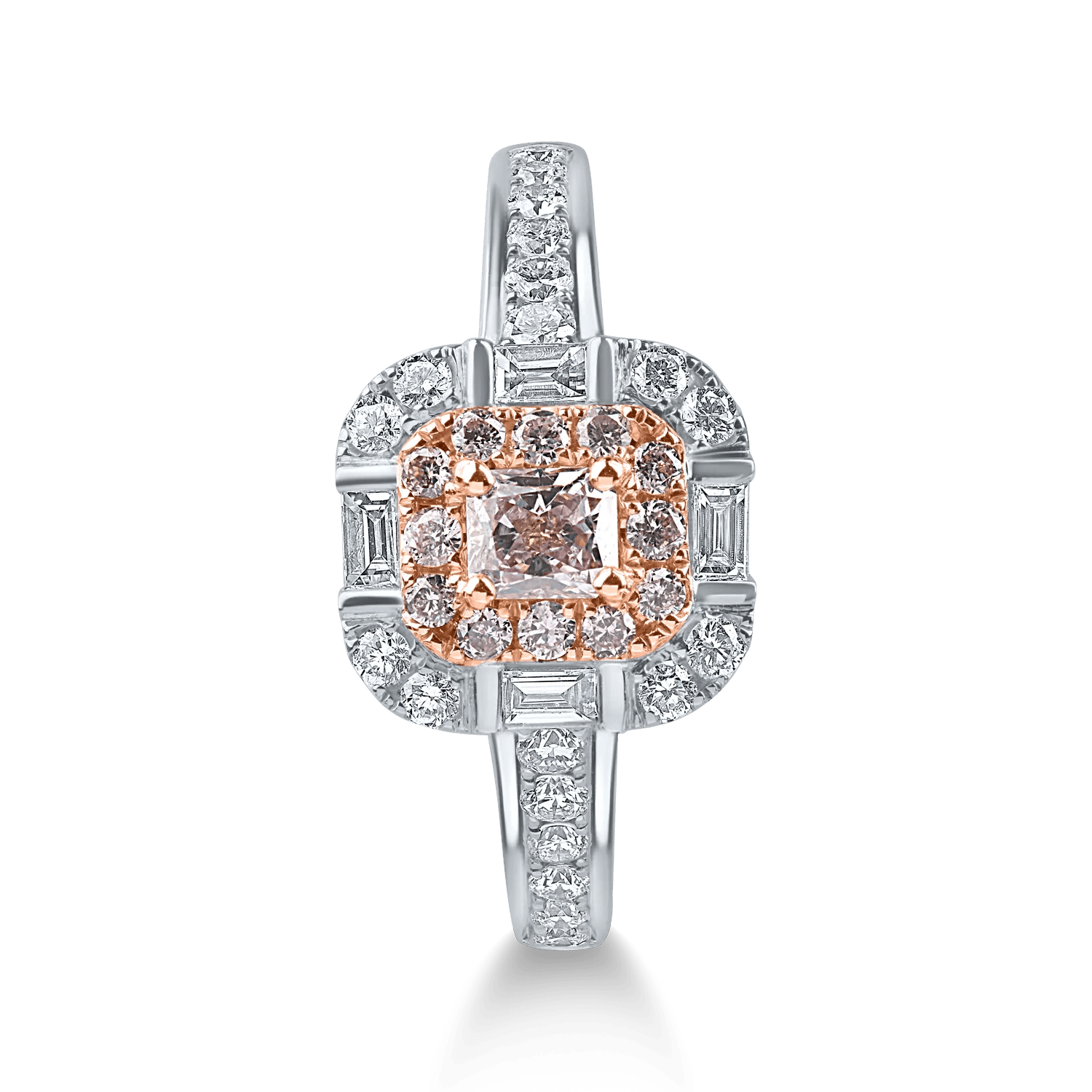 Inel din aur alb-roz cu diamant roz Inel din aur alb-roz cu diamant roz