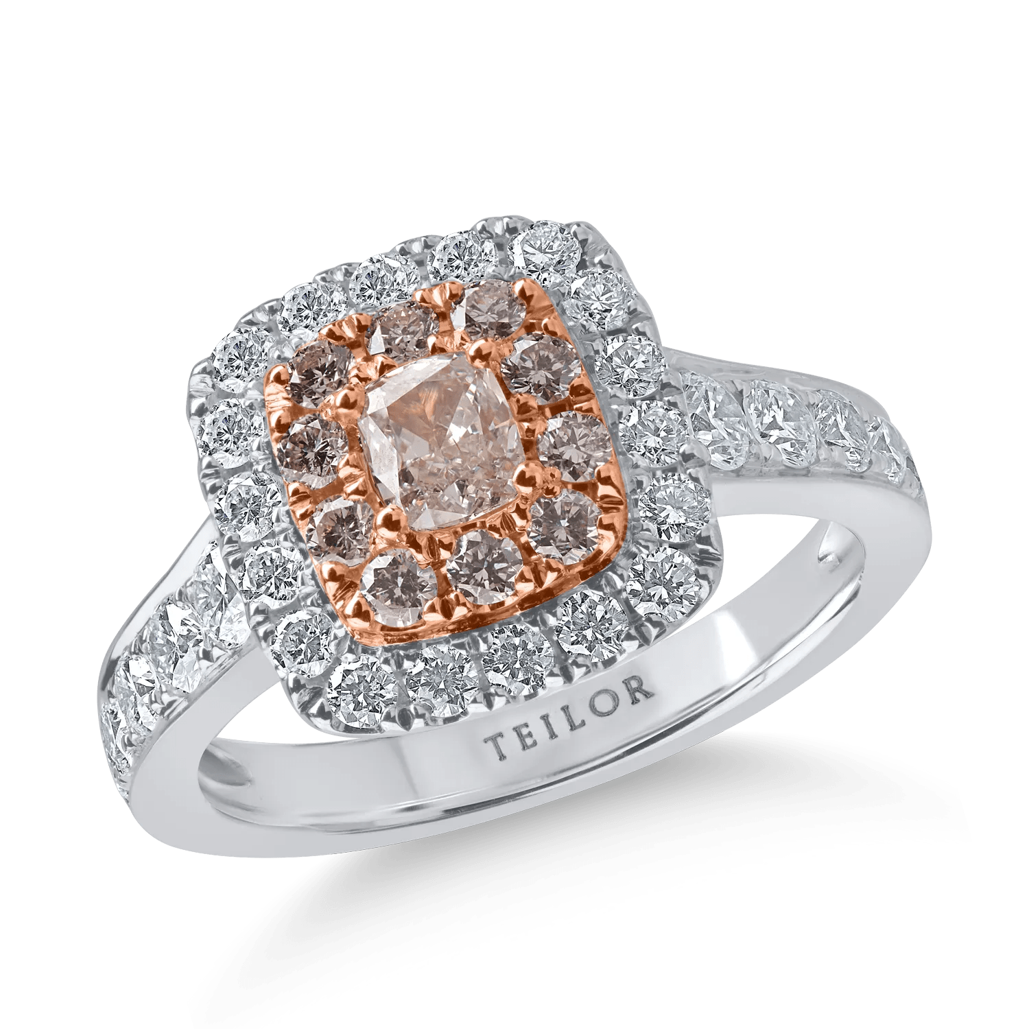 Inel din aur alb-roz cu diamante roz și incolore de 1.47ct Inel din aur alb-roz cu diamante roz și incolore de 1.47ct