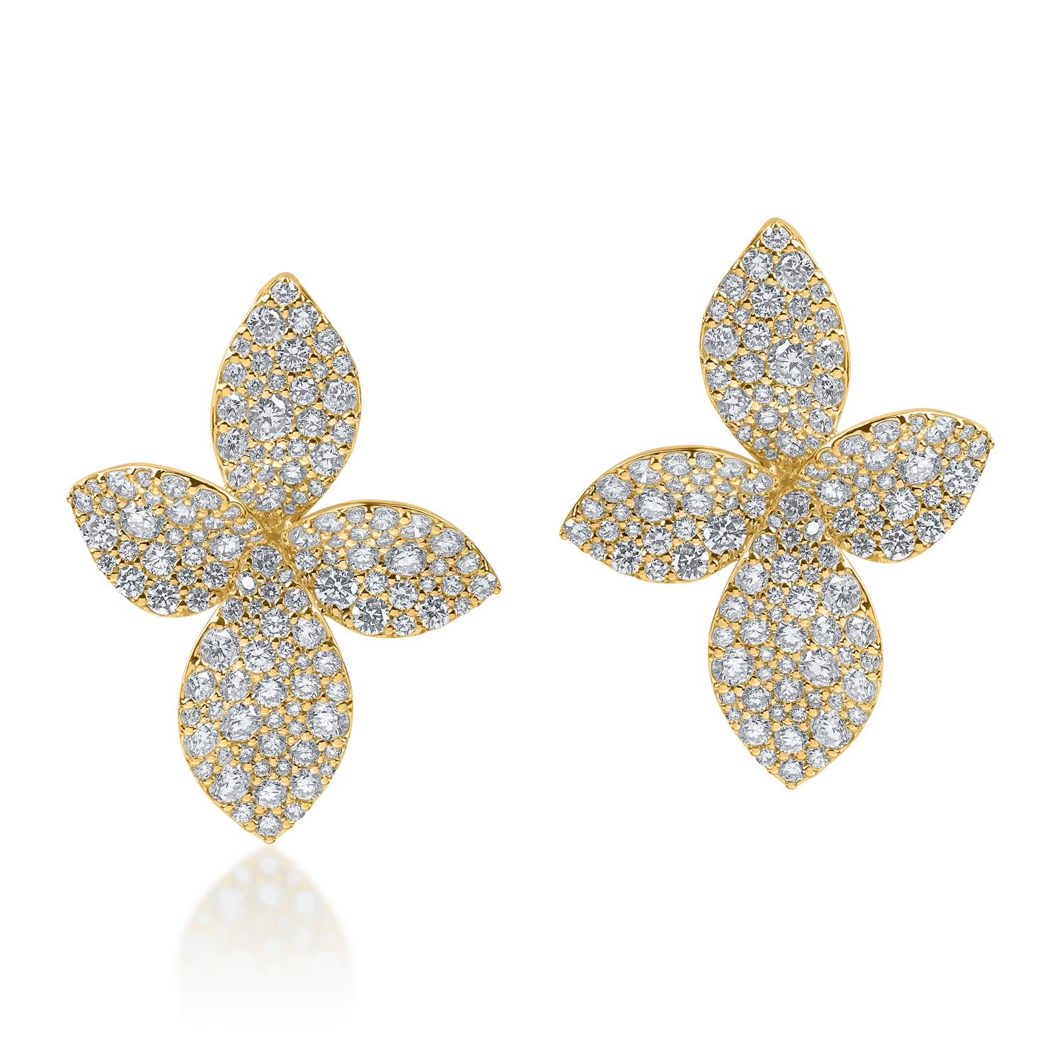Cercei florali din aur galben cu diamante de 3.06ct Cercei florali din aur galben cu diamante de 3.06ct