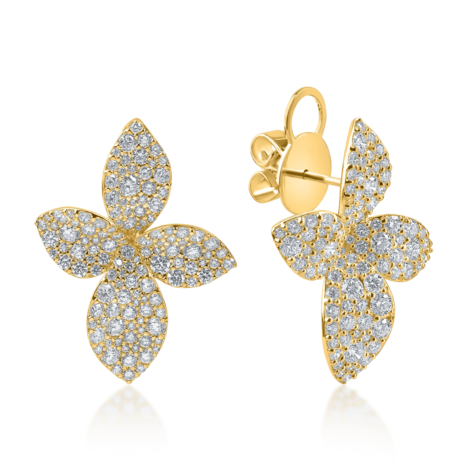 Cercei florali din aur galben cu diamante de 3.06ct Cercei florali din aur galben cu diamante de 3.06ct