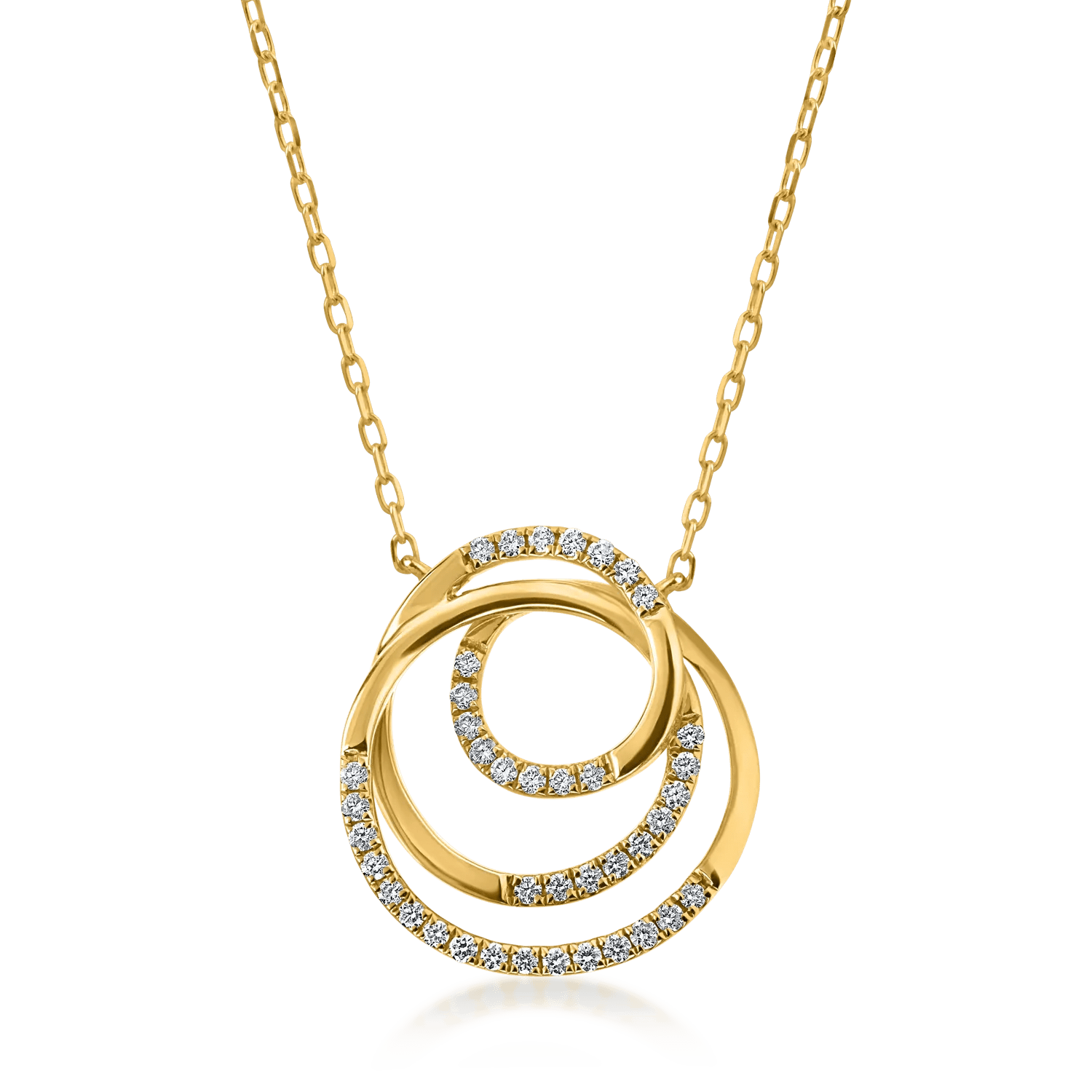 Lant cu pandantiv geometric din aur galben și diamante de 0.24ct Lant cu pandantiv geometric din aur galben și diamante de 0.24ct
