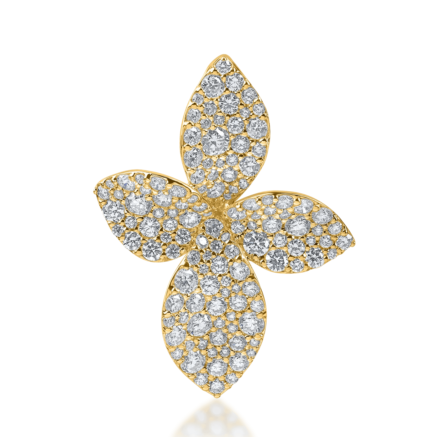 Pandantiv floral din aur galben cu diamante de 1.9ct Pandantiv floral din aur galben cu diamante de 1.9ct
