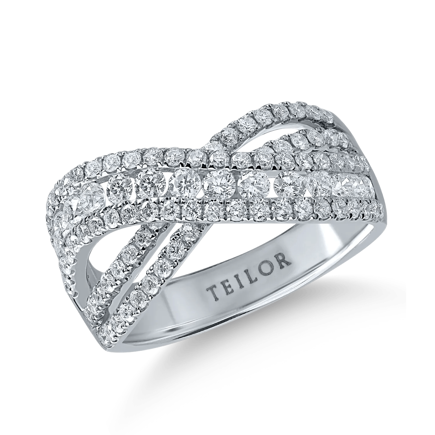 Inel împletit din aur alb cu diamante de 1.28ct Inel împletit din aur alb cu diamante de 1.28ct