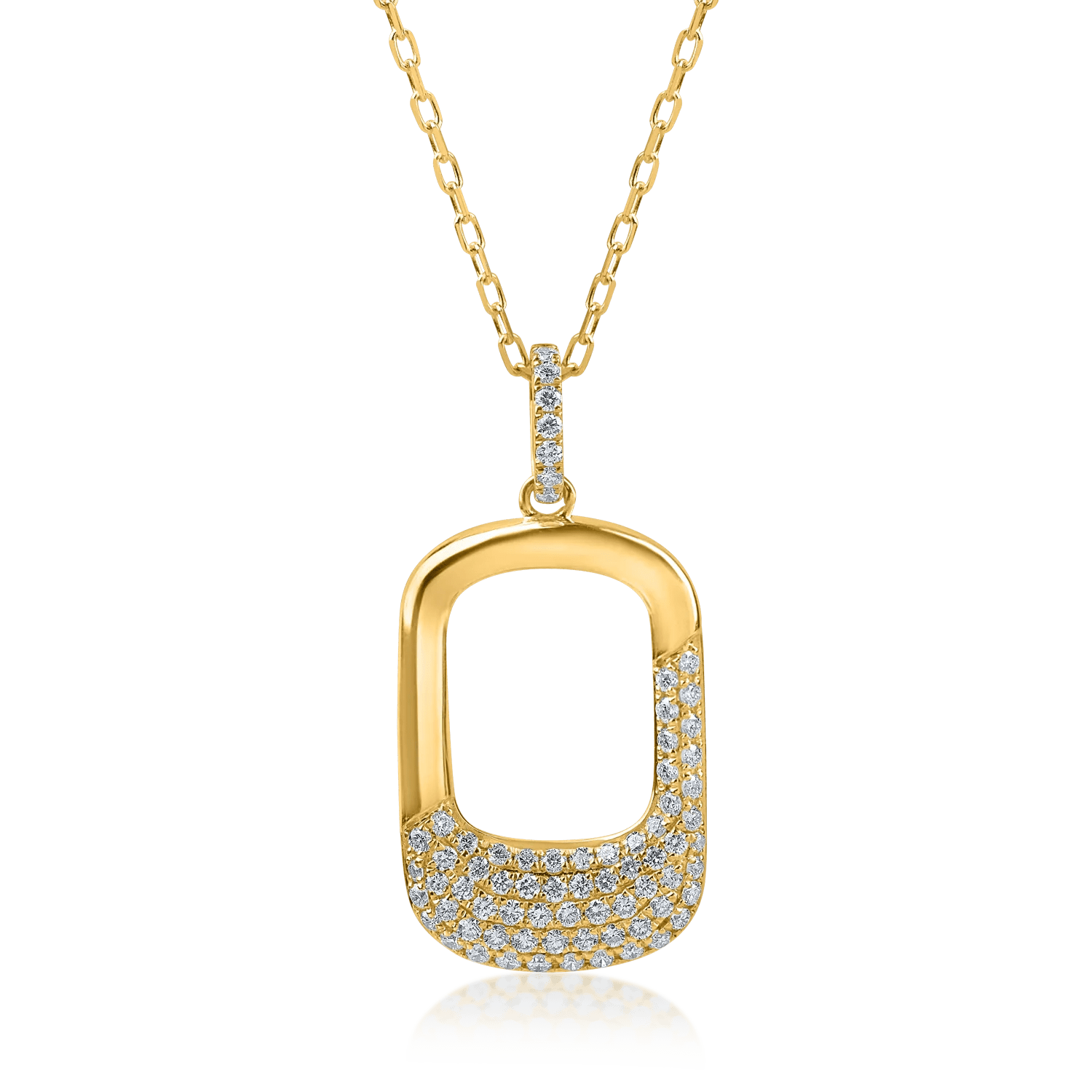 Lant cu pandantiv geometric din aur galben cu diamante de 0.34ct Lant cu pandantiv geometric din aur galben cu diamante de 0.34ct