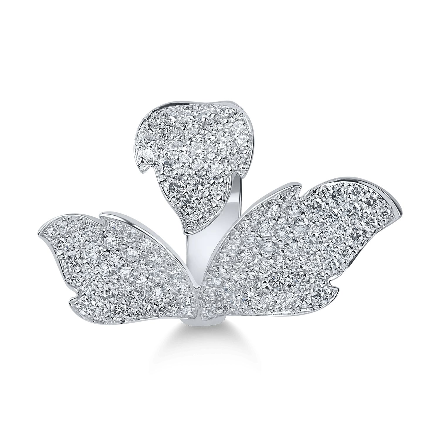 Inel floral din aur alb cu diamante – eleganță rafinată Inel floral din aur alb cu diamante - eleganță rafinată