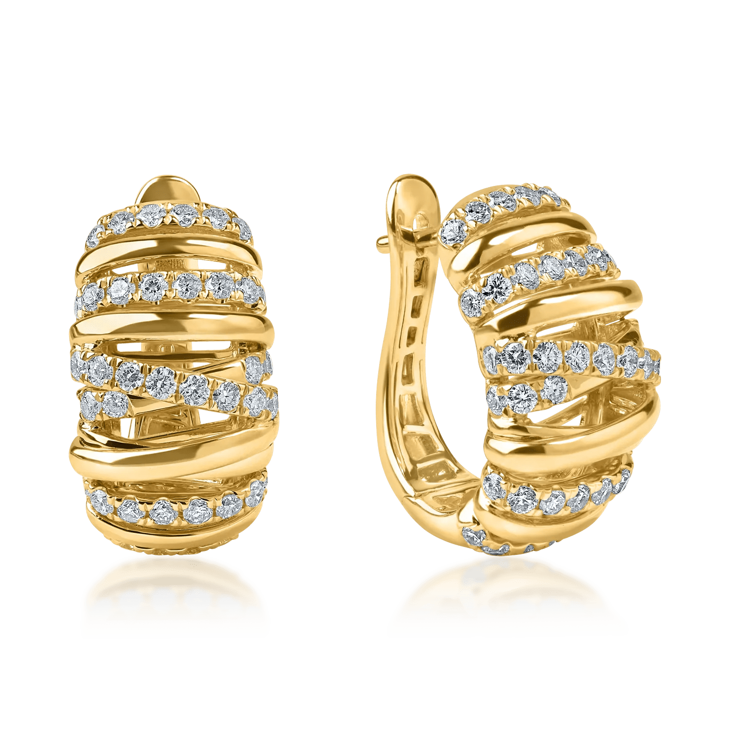Cercei din aur galben cu diamante – eleganță clasică Cercei din aur galben cu diamante - eleganță clasică